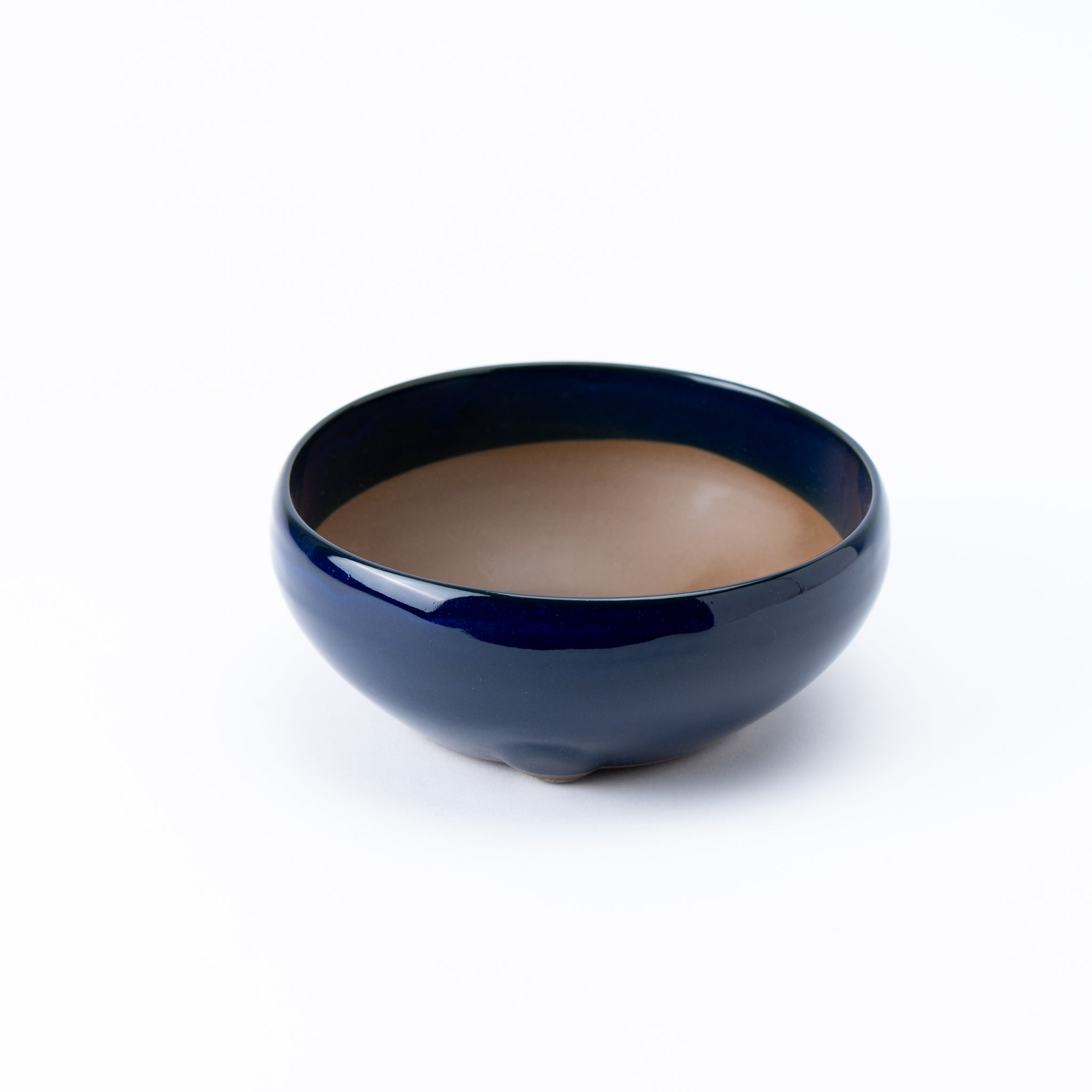 Naginowa Namako Navy Circle BANKO Ware Japanese Bonsai Pot Set of 2