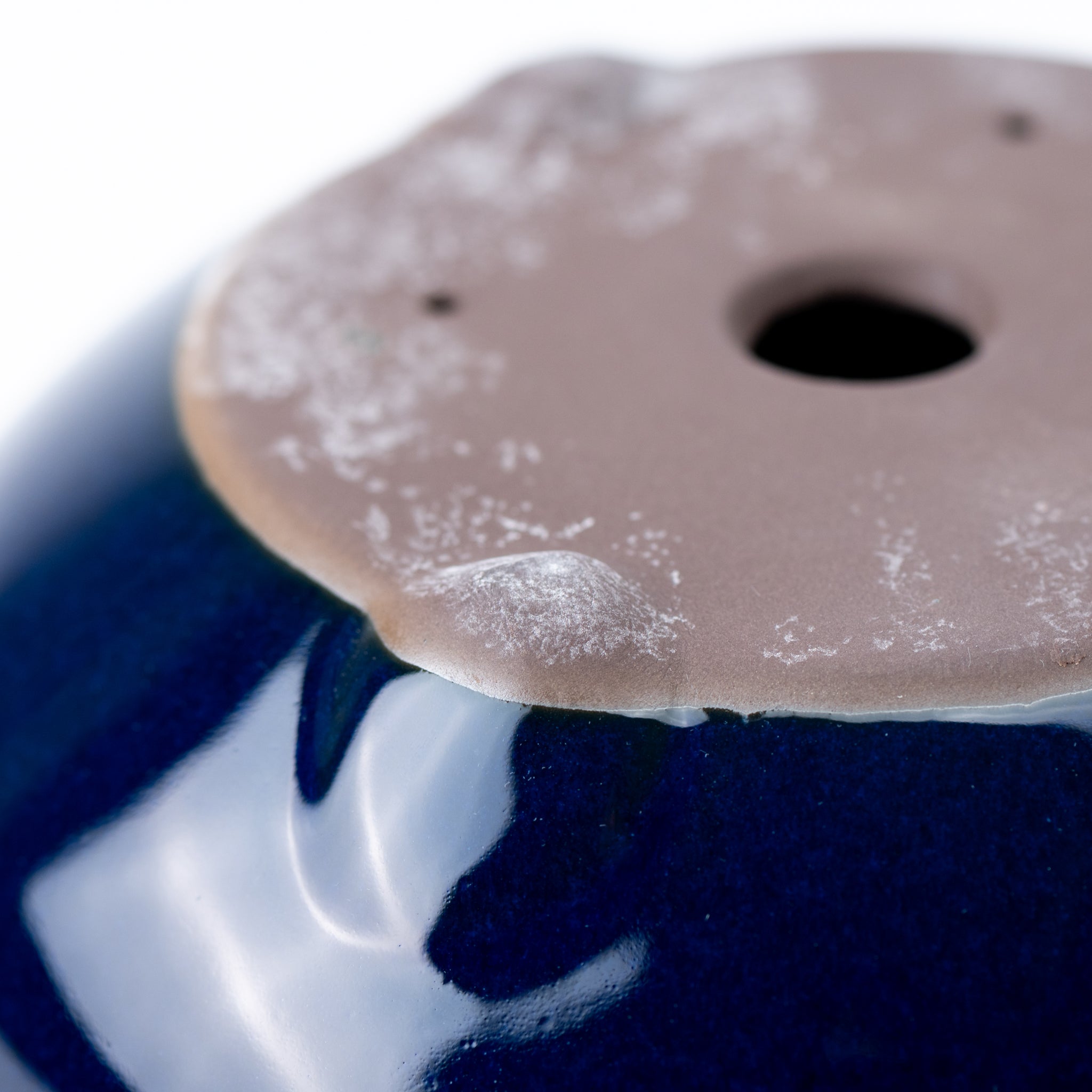 Naginowa Namako Navy Circle BANKO Ware Japanese Bonsai Pot Set of 2