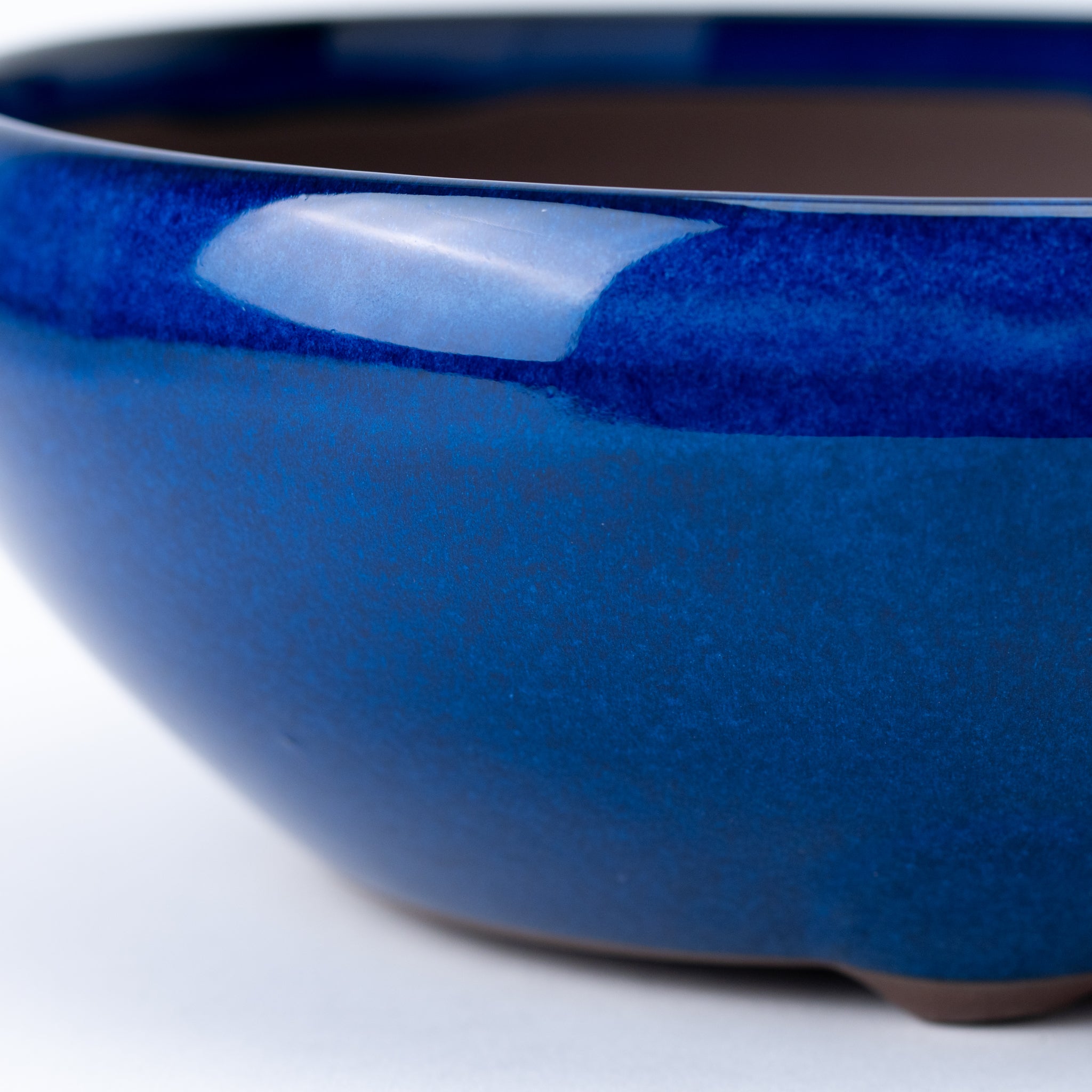 Naginowa Namako Navy Circle BANKO Ware Japanese Bonsai Pot Set of 2