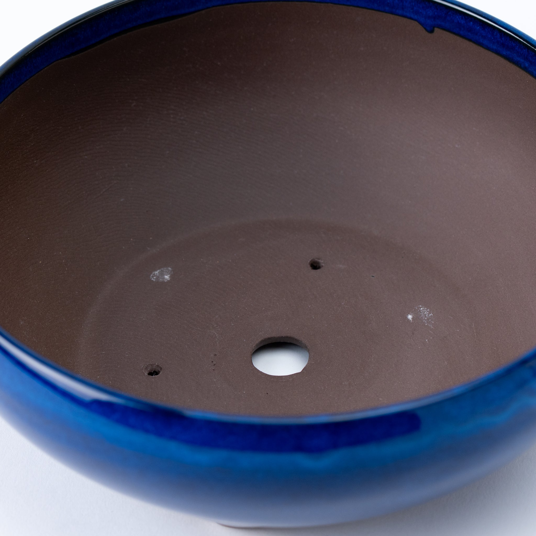 Naginowa Namako Navy Circle BANKO Ware Japanese Bonsai Pot Set of 2