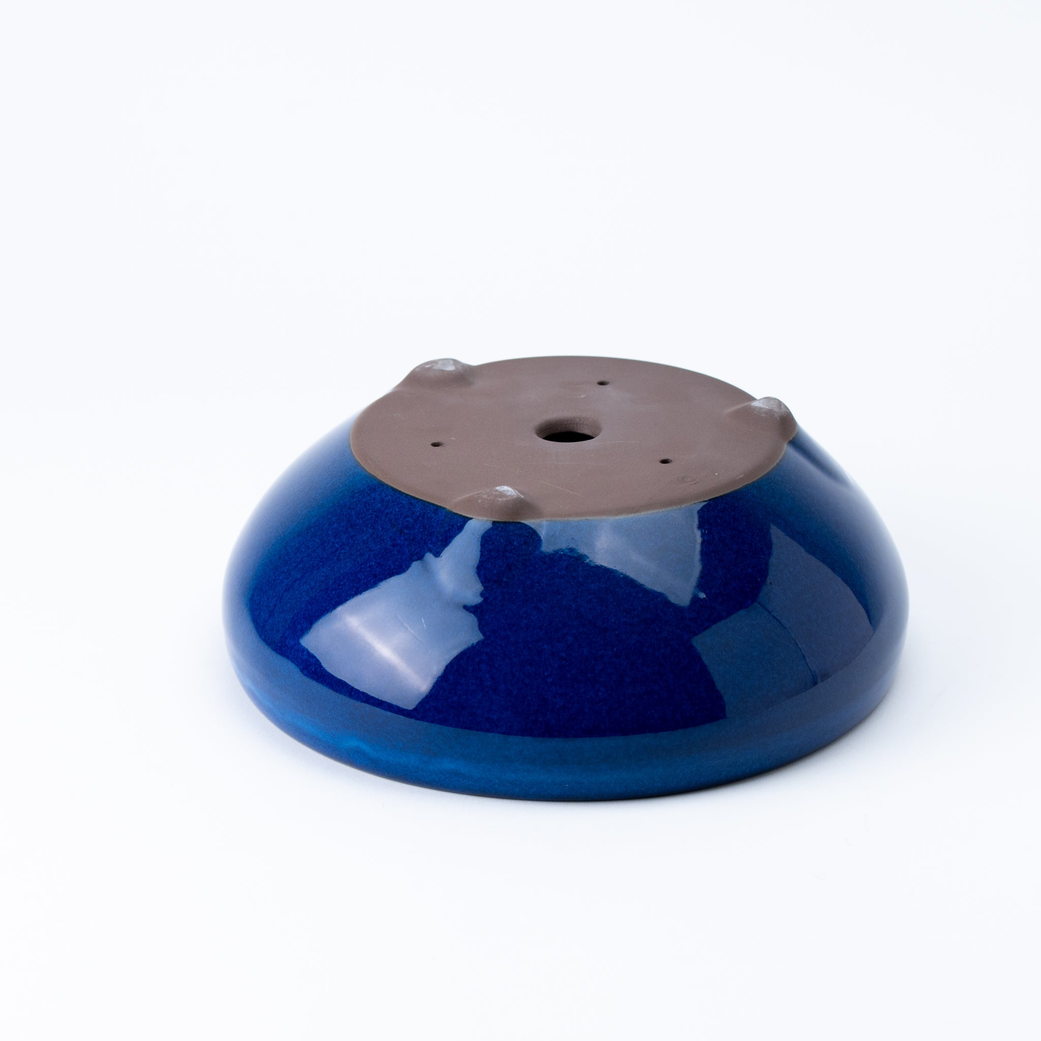 Naginowa Namako Navy Circle BANKO Ware Japanese Bonsai Pot Set of 2