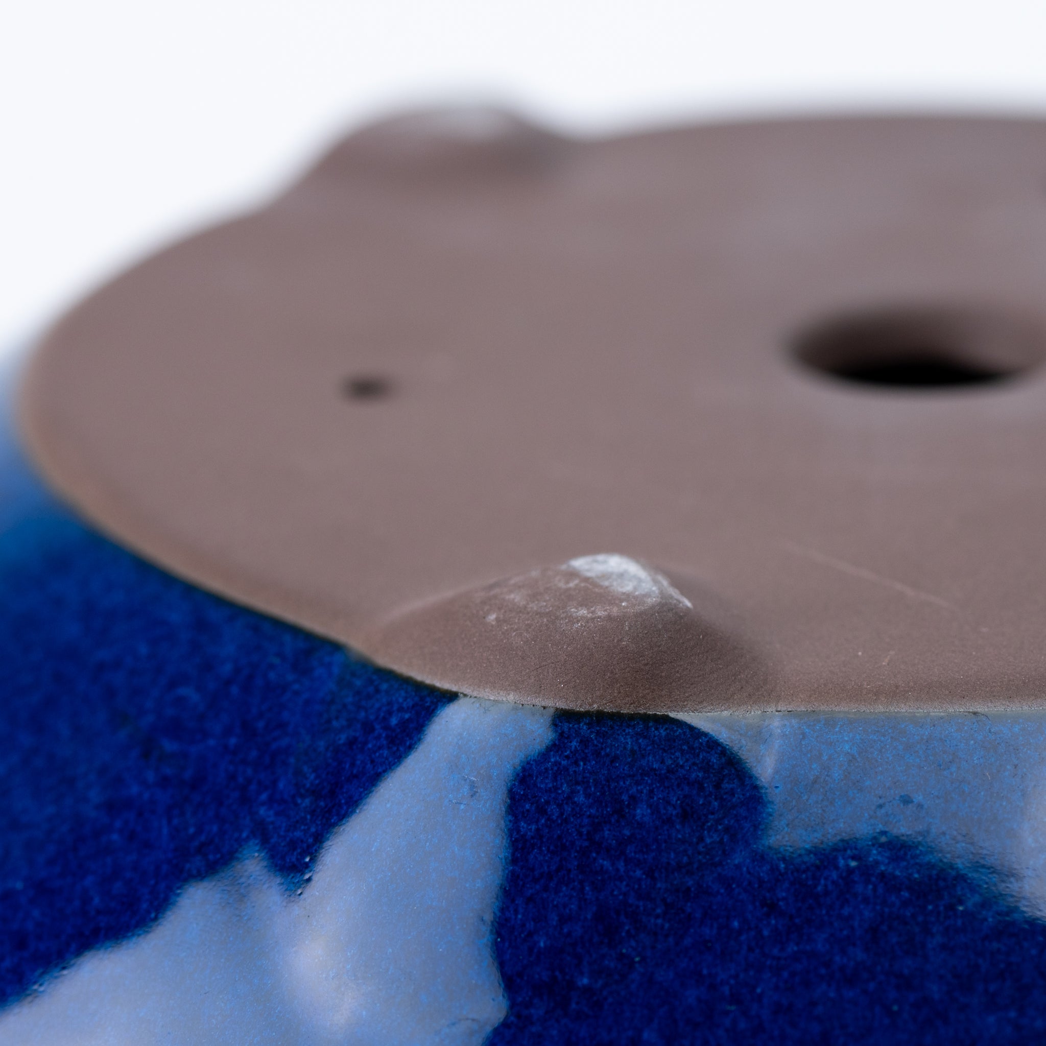 Naginowa Namako Navy Circle BANKO Ware Japanese Bonsai Pot Set of 2