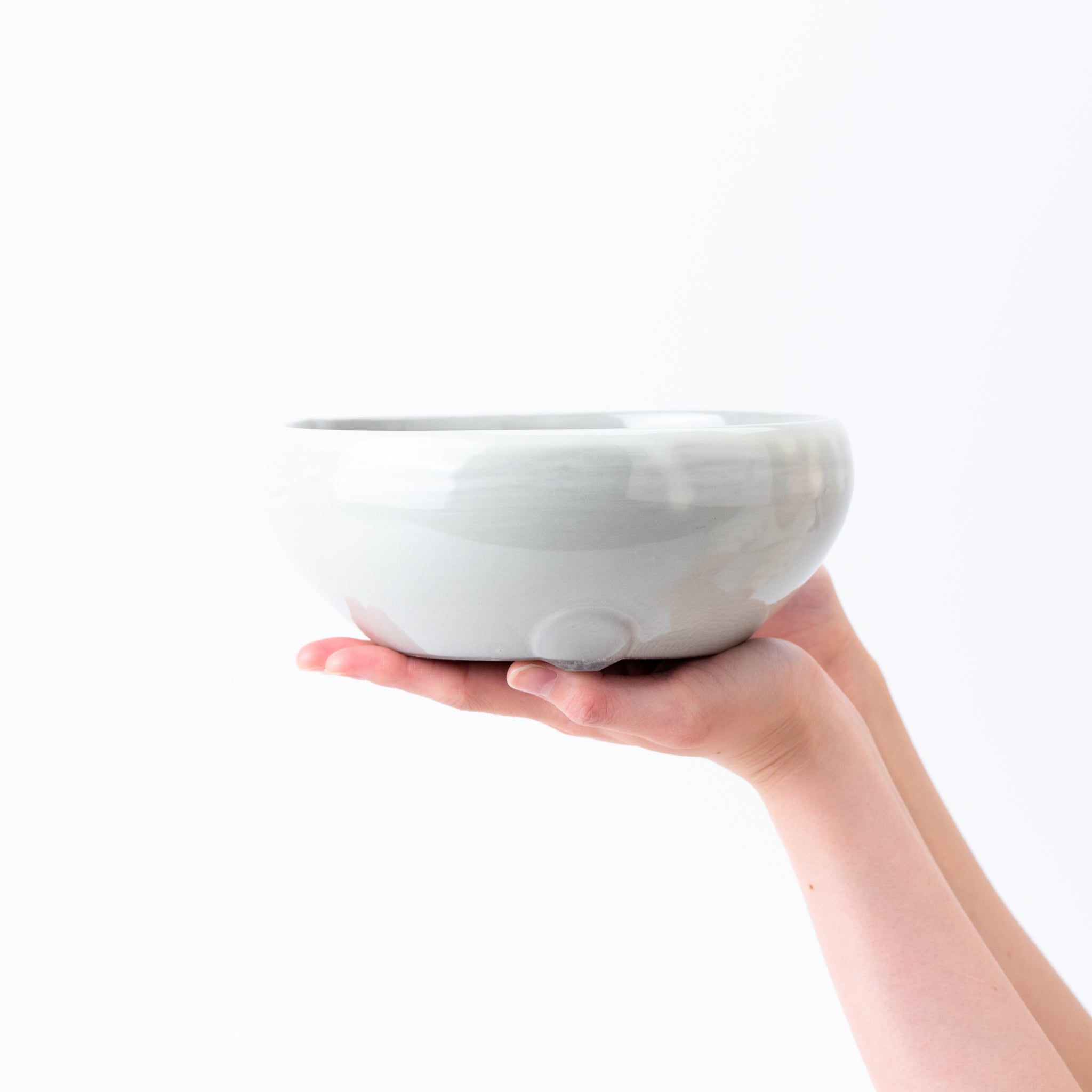 Naginowa Cream Circle BANKO Ware Japanese Bonsai Pot Set of 2