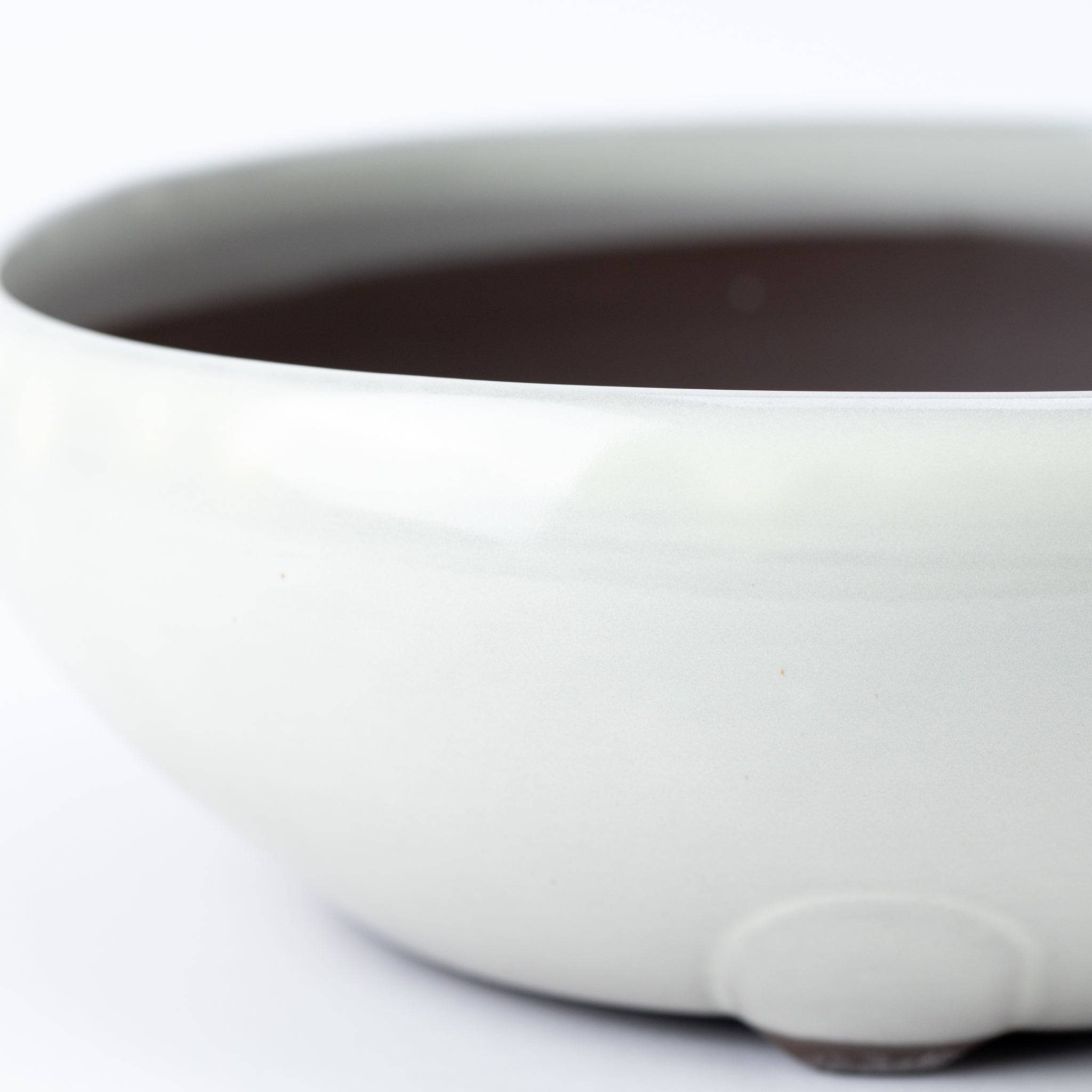 Naginowa Cream Circle BANKO Ware Japanese Bonsai Pot Set of 2