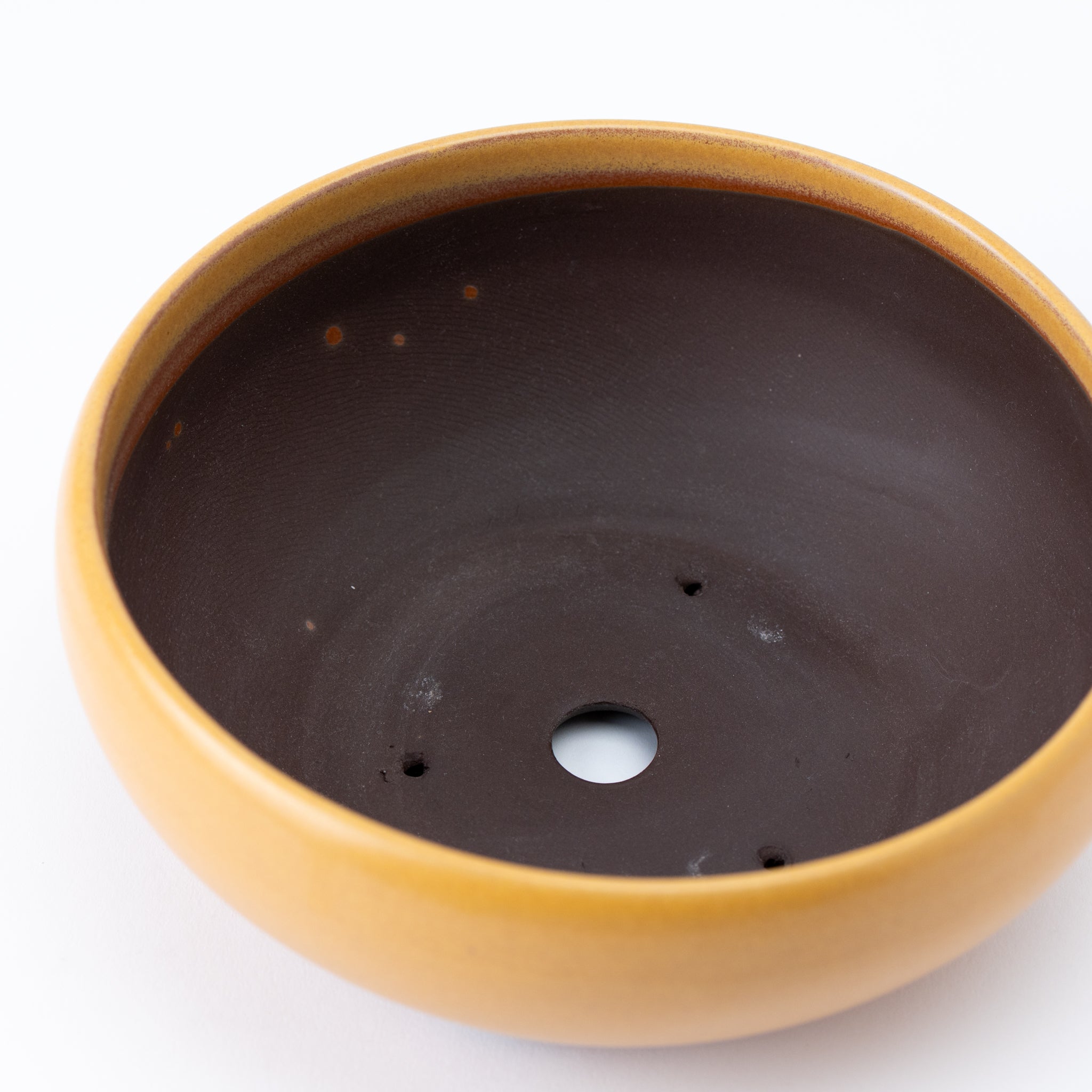 Naginowa Yellow Circle BANKO Ware Japanese Bonsai Pot Set of 2