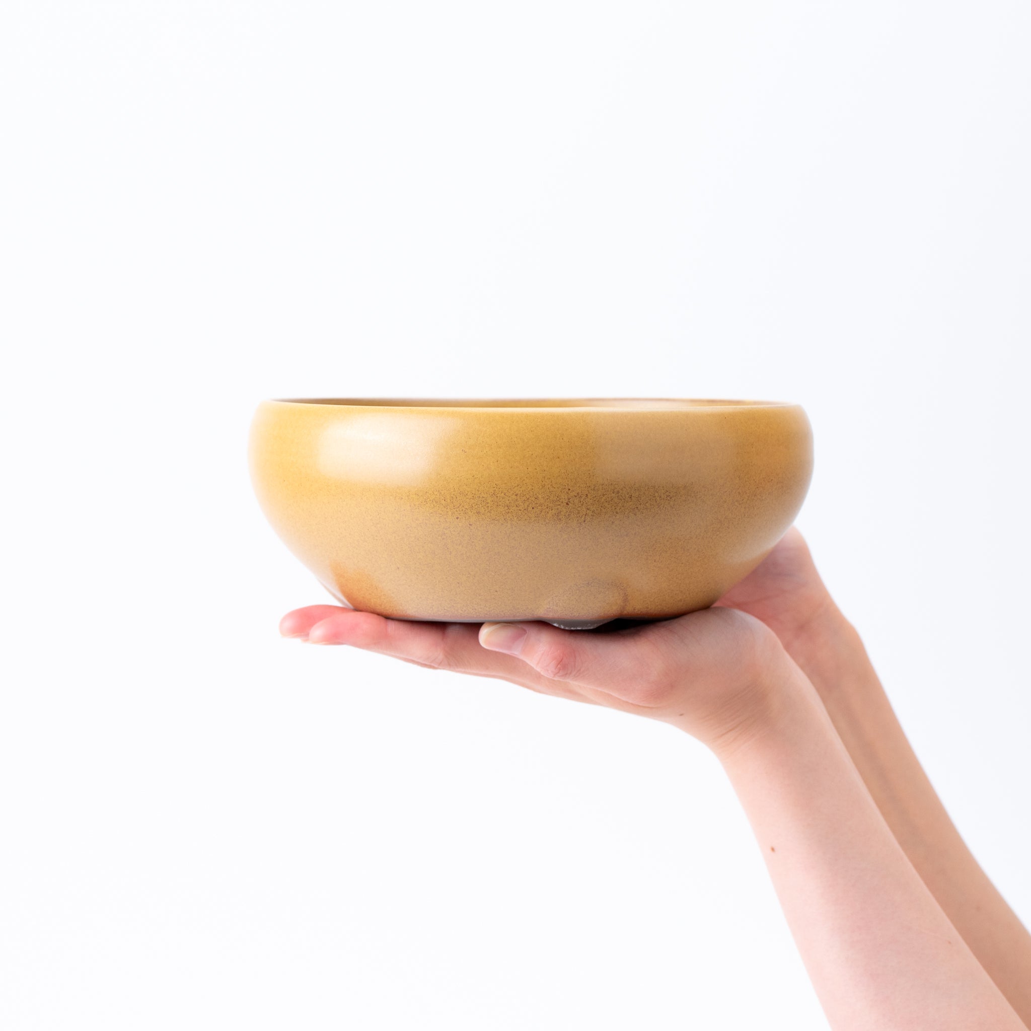 Naginowa Yellow Circle BANKO Ware Japanese Bonsai Pot Set of 2