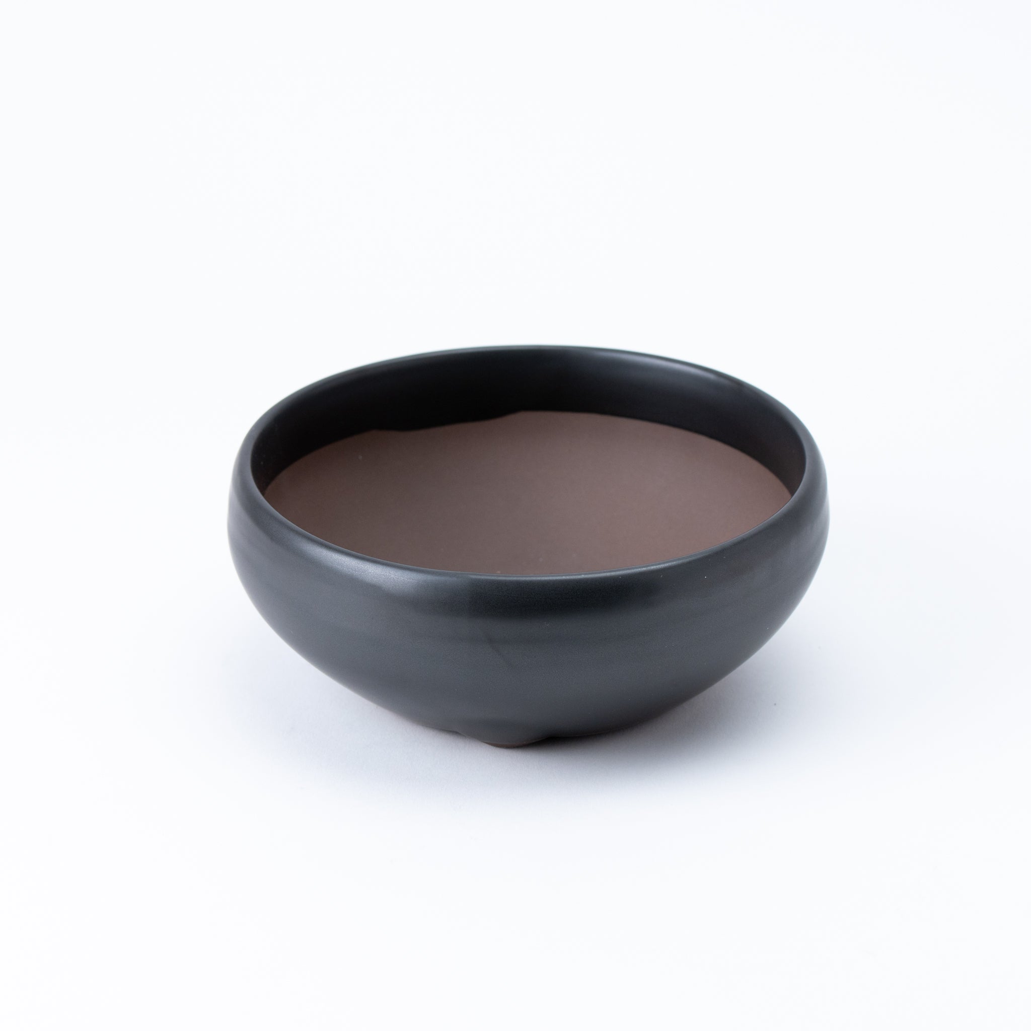 Naginowa Black Matte Circle BANKO Ware Japanese Bonsai Pot Set of 2