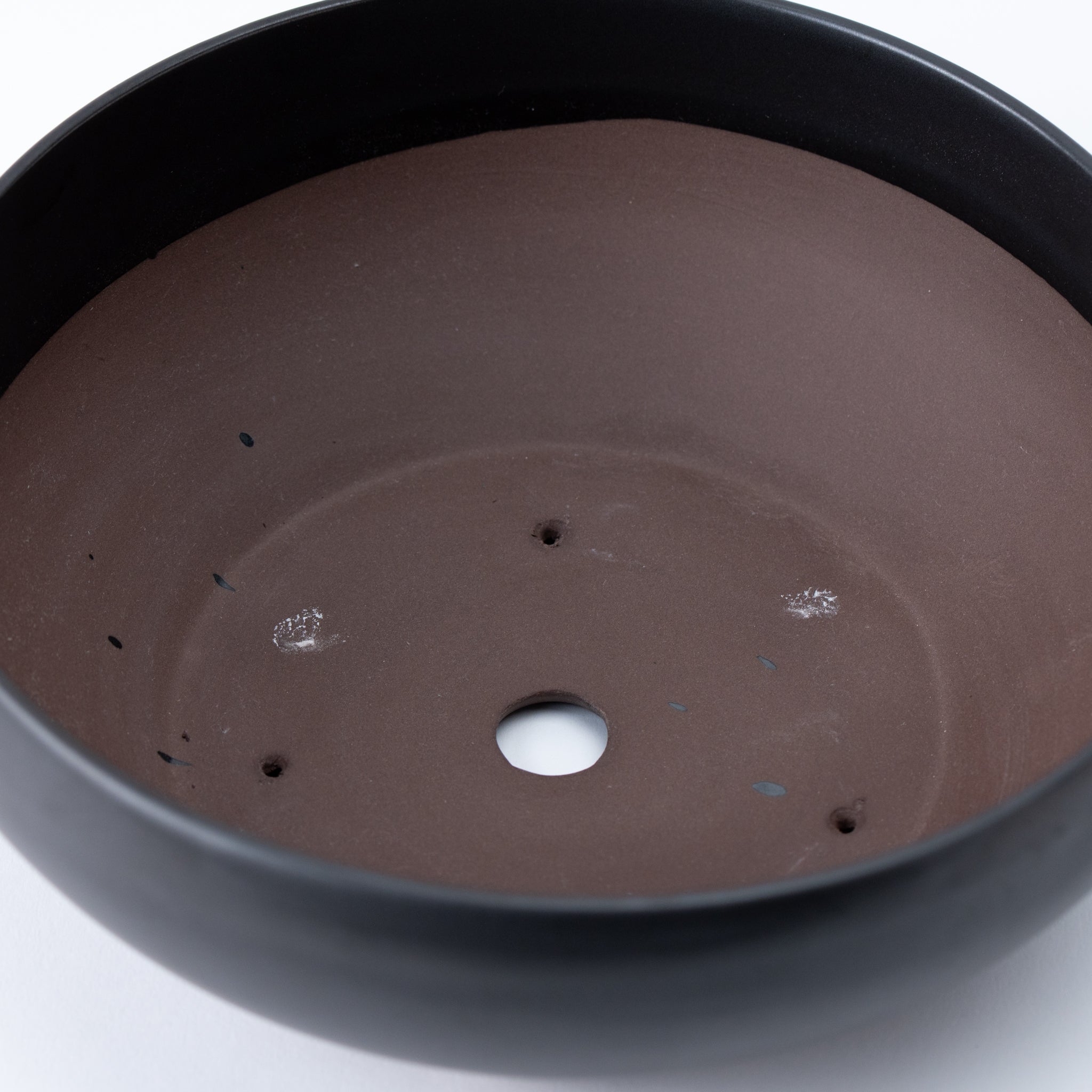 Naginowa Black Matte Circle BANKO Ware Japanese Bonsai Pot Set of 2