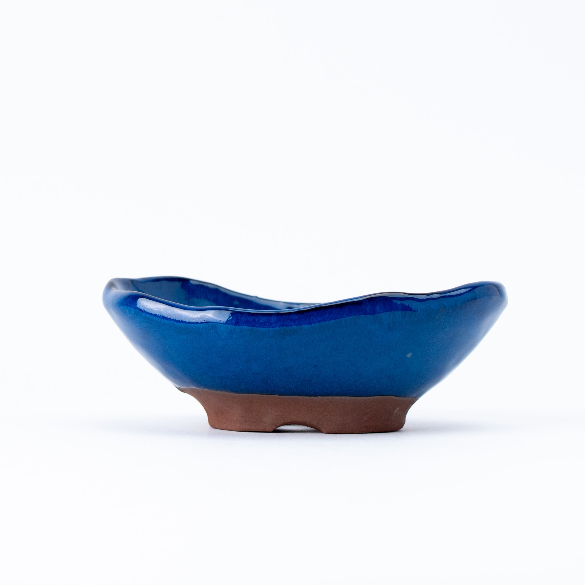 Naginowa Namako Navy Waveform BANKO Ware Japanese Bonsai Pot 5.5 in.