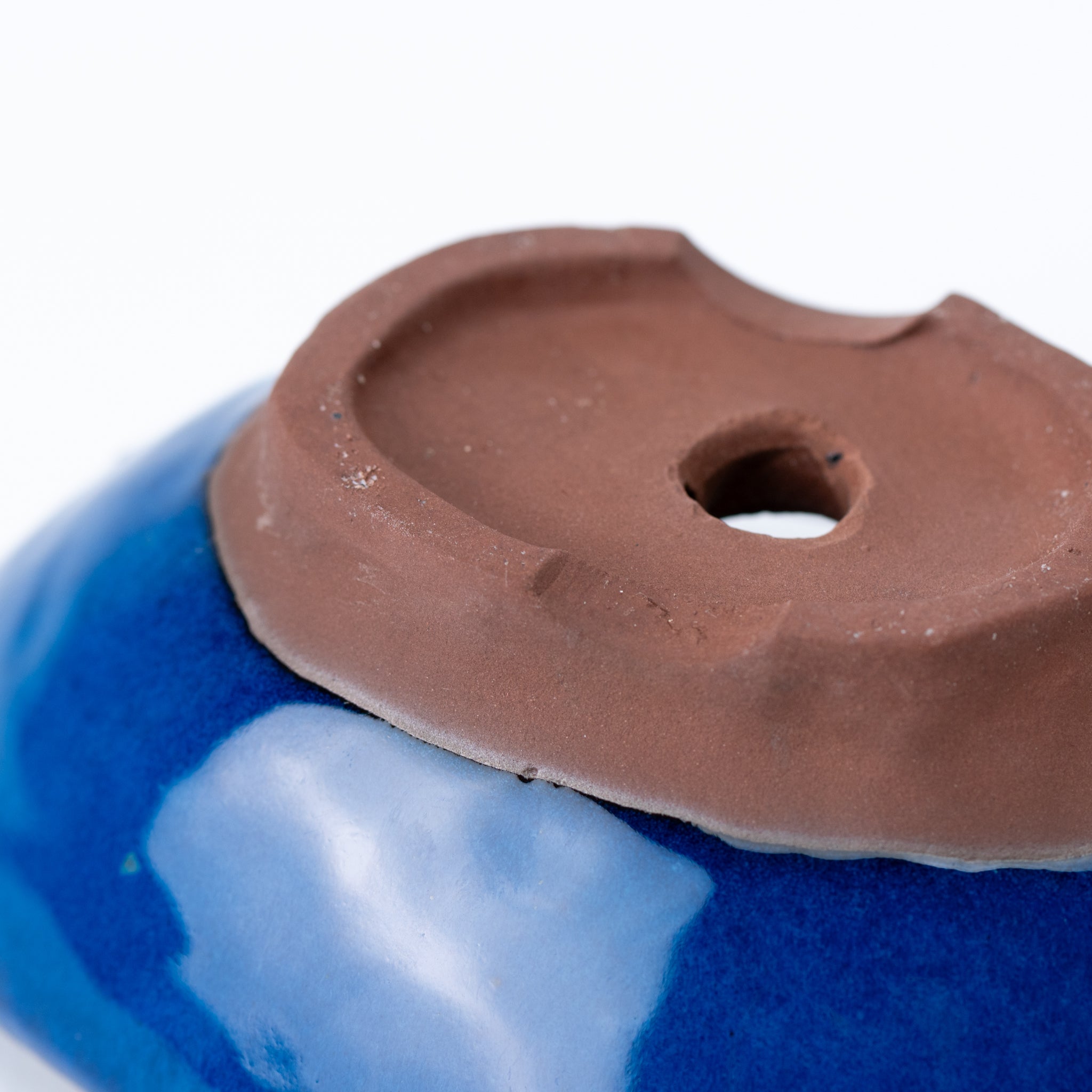 Naginowa Namako Navy Waveform BANKO Ware Japanese Bonsai Pot 5.5 in.