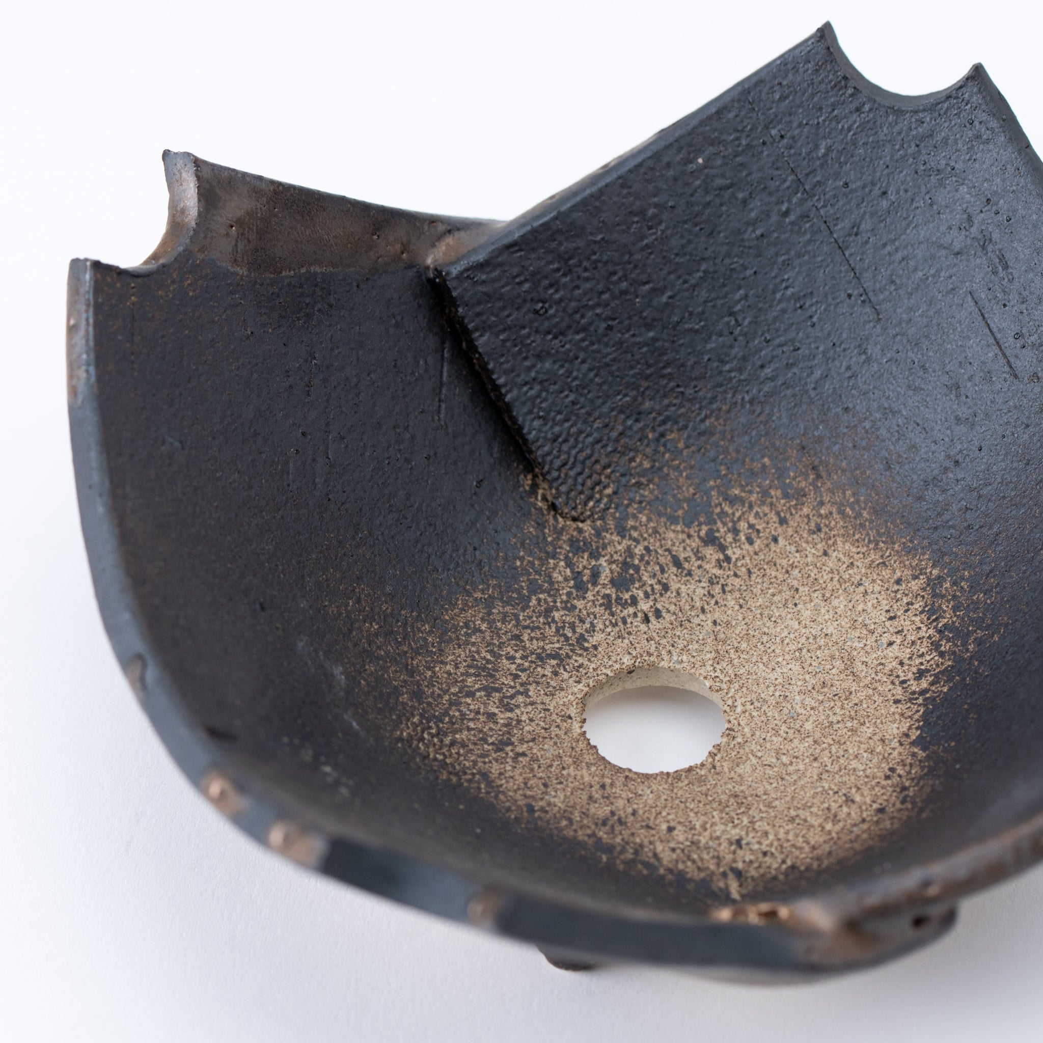 Naginowa Black Without Corners BANKO Ware Japanese Bonsai Pot 4.7 in.