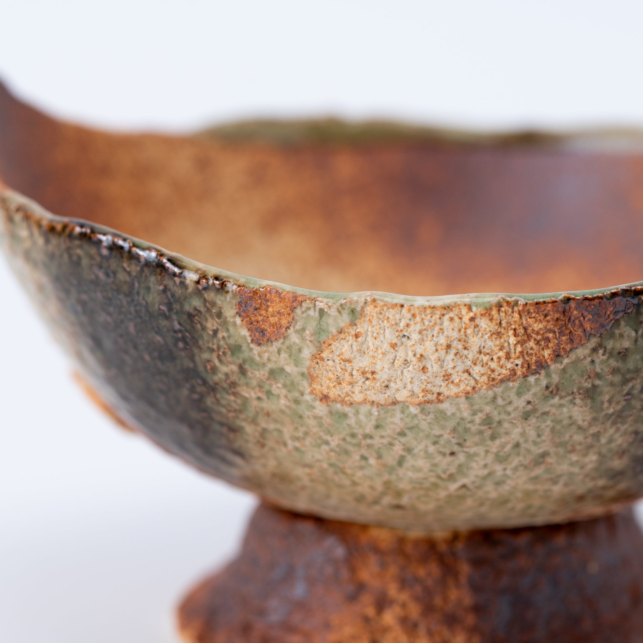 Naginowa Brown Curved with Stand BANKO Ware Japanese Bonsai Pot 5.9 in.