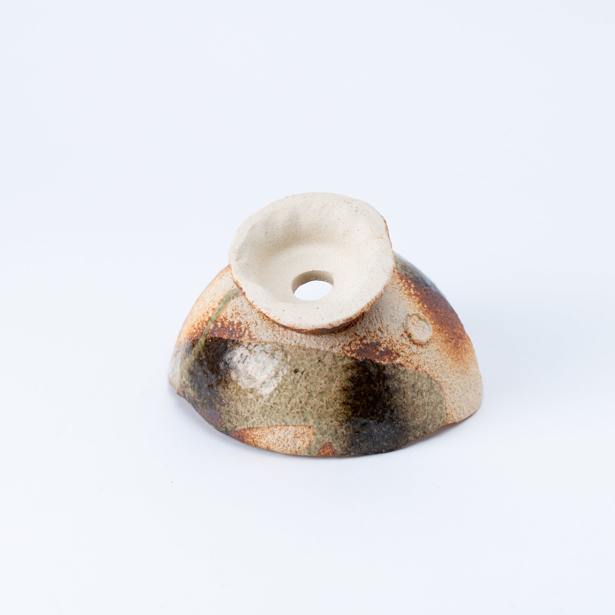 Naginowa Brown Curved with Stand BANKO Ware Japanese Bonsai Pot 5.9 in.