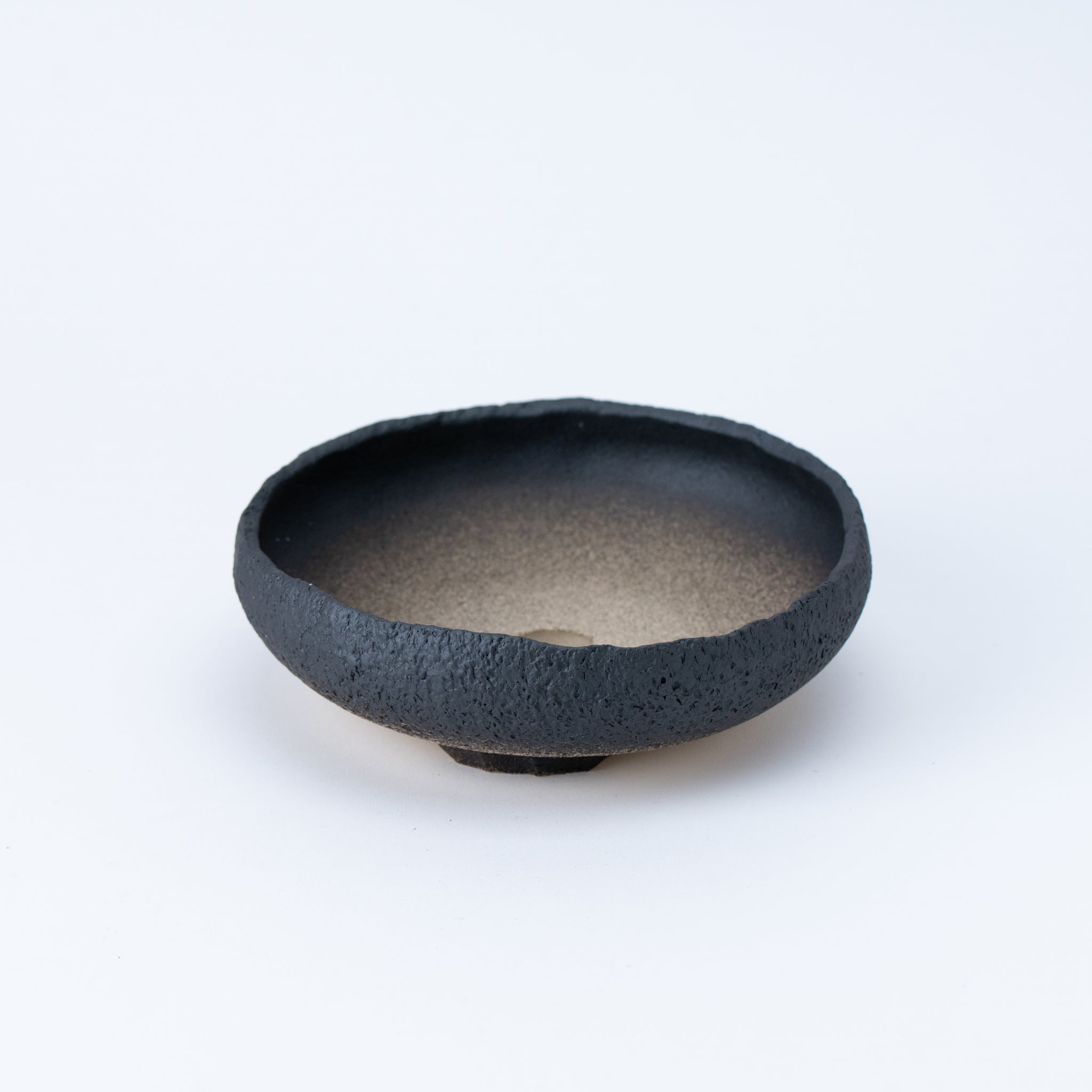 Naginowa Black sround shape BANKO Ware Japanese Bonsai Pot 6.1 in.