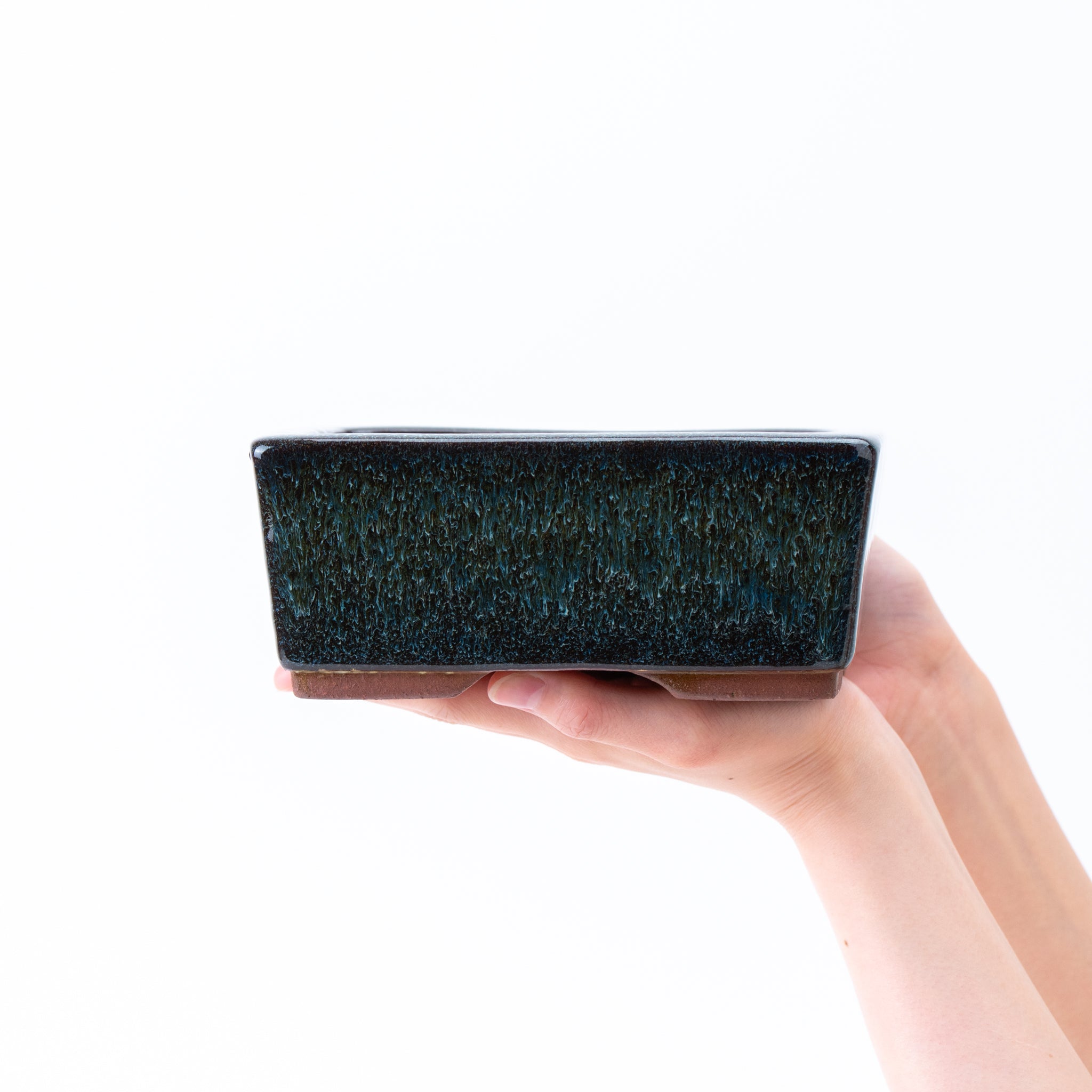 Eimei Tokoname Ware Rimless Rectangular Shape Japanese Bonsai Pot