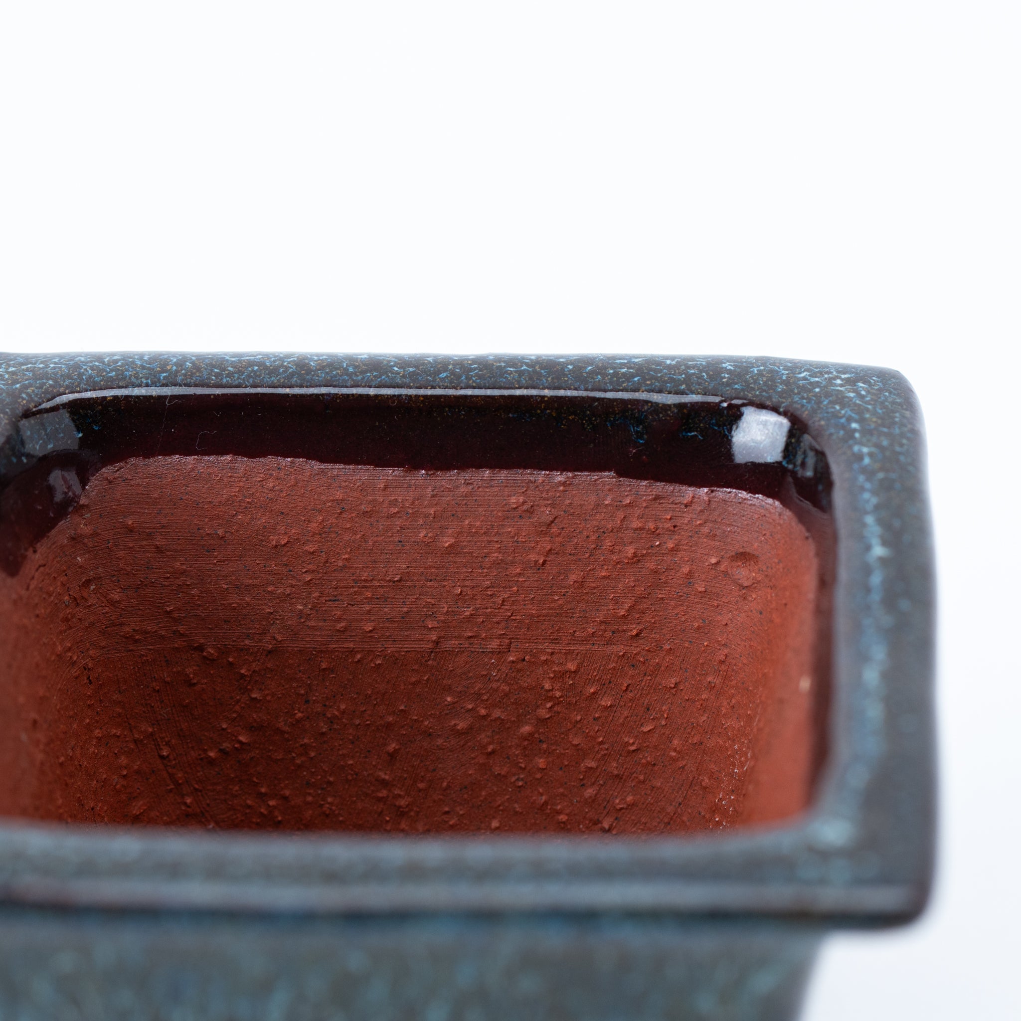 Eimei Tokoname Ware Square with Rim Japanese Bonsai Pot