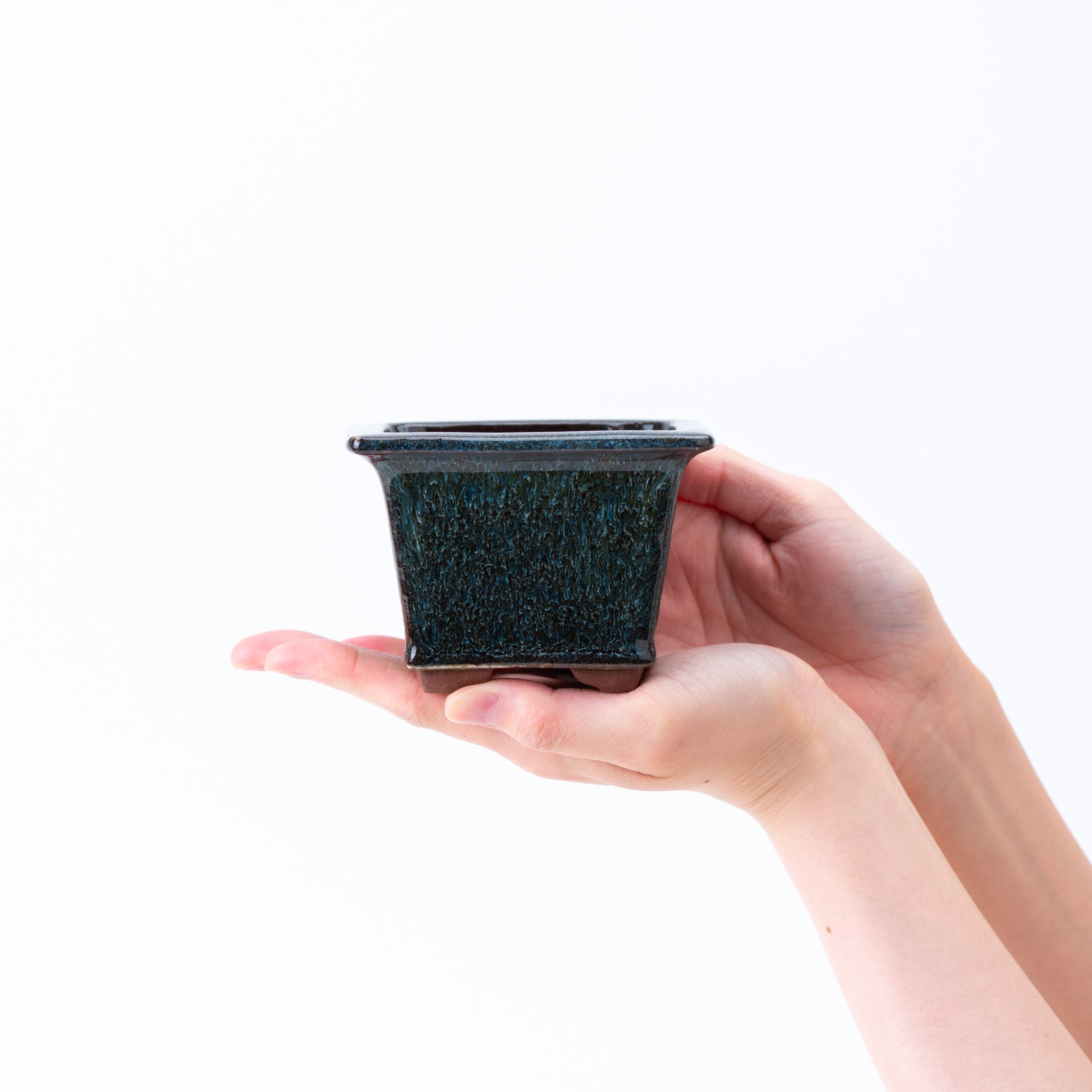 Eimei Tokoname Ware Square with Rim Japanese Bonsai Pot