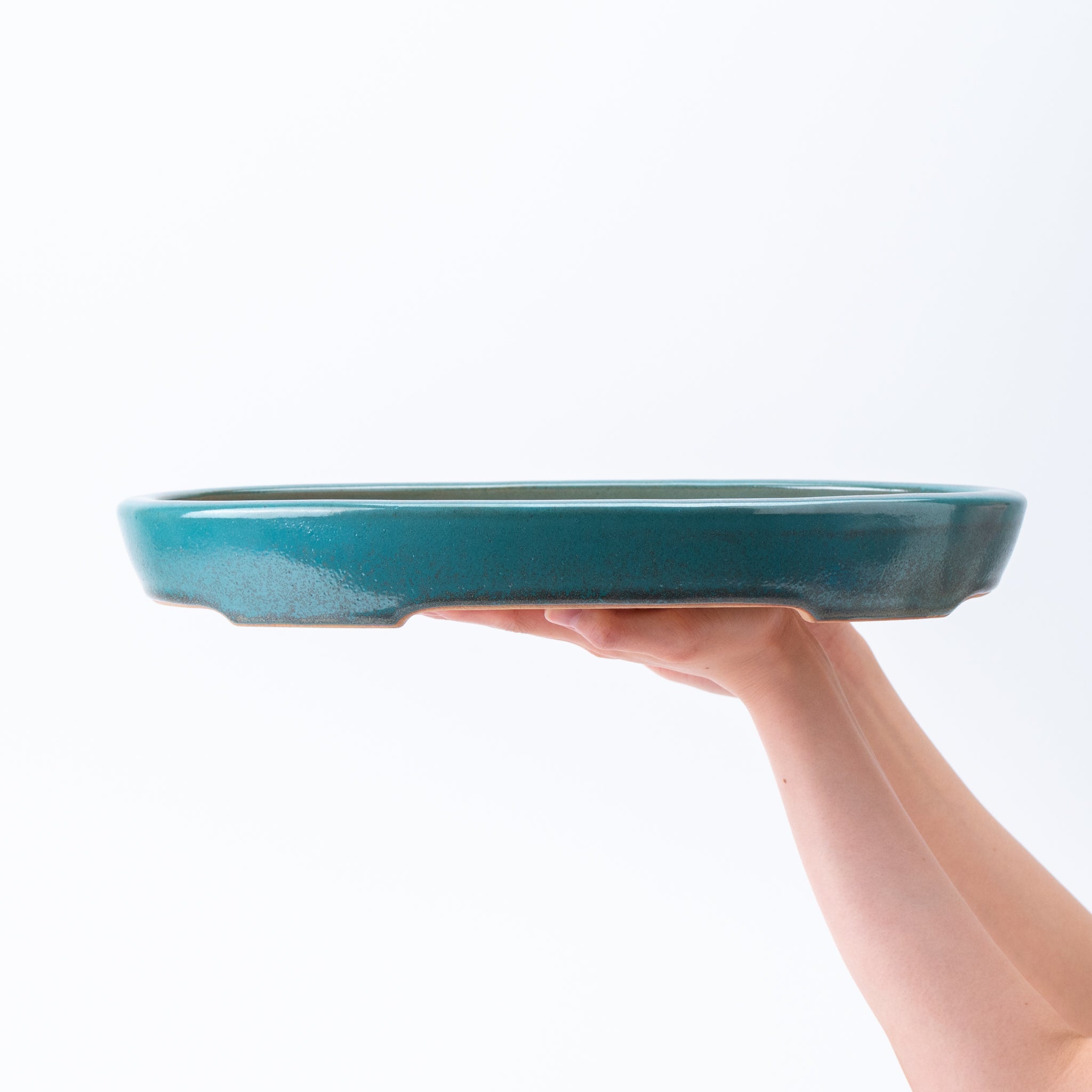Reihou Tokoname Ware Subtly Distorted Oval Shape Japanese Bonsai Pot