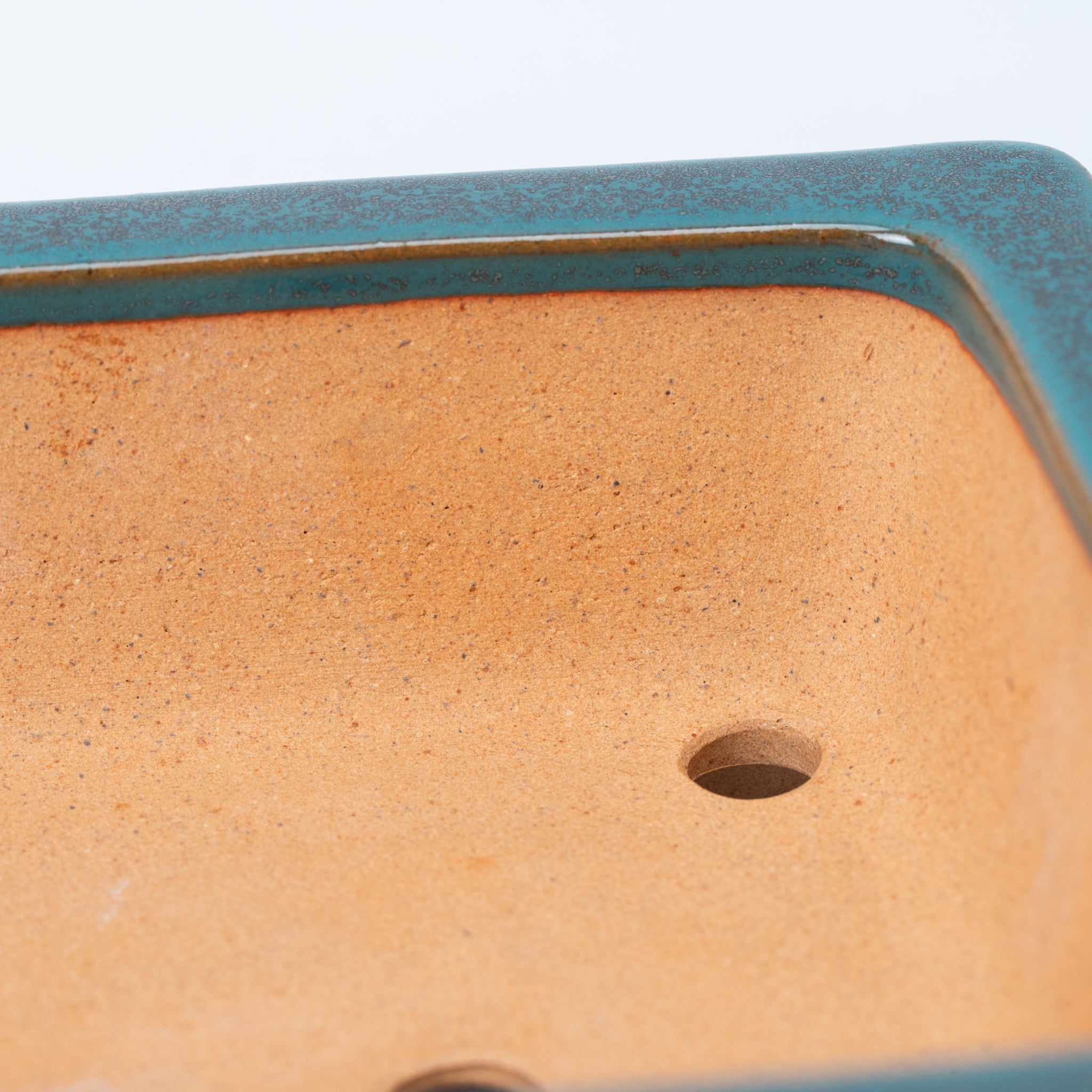 Reihou Tokoname Ware Rectangular Shape with Rim and Lower Band Japanese Bonsai Pot