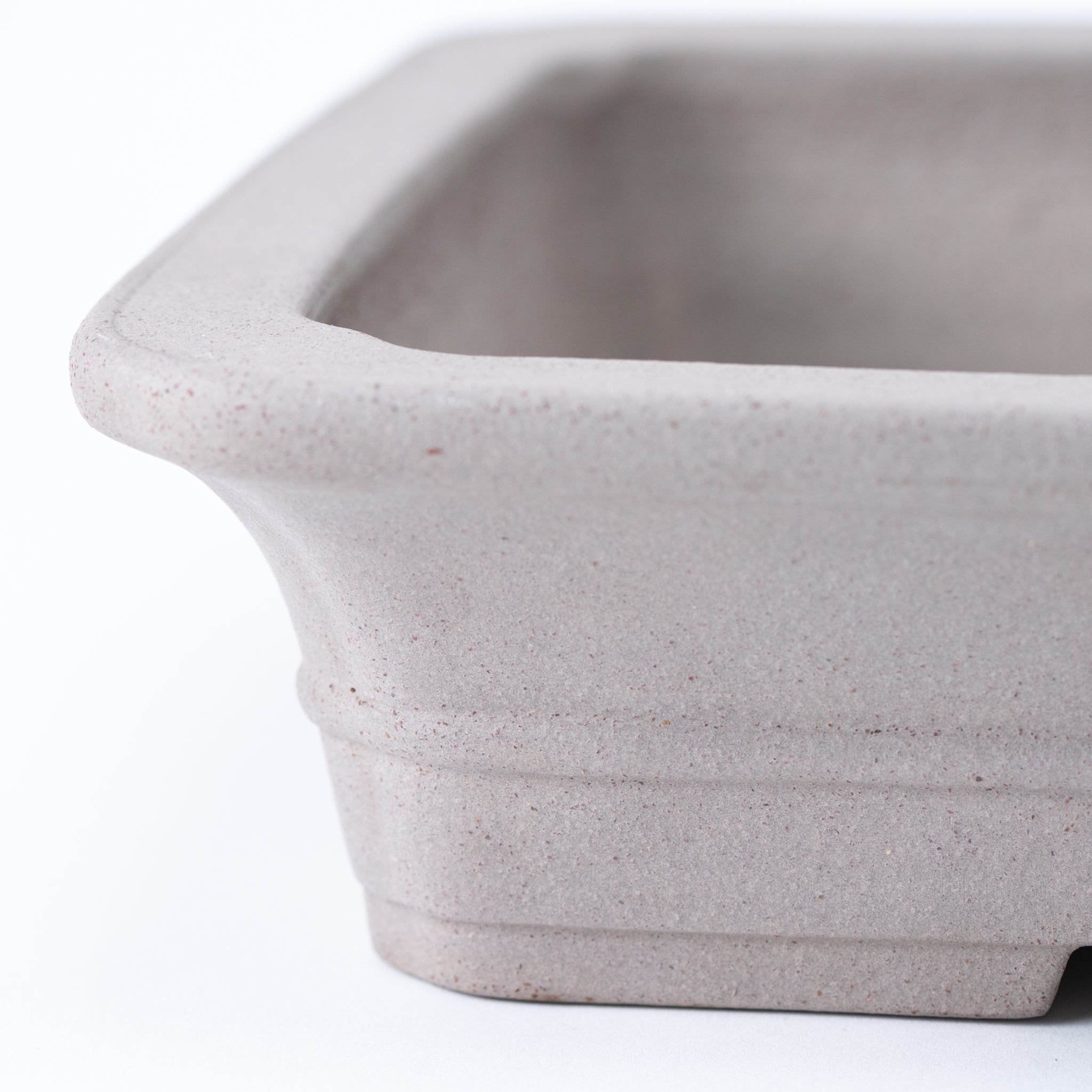 Kazan Tokoname Ware Central Band Detail Gray Japanese Bonsai Pot