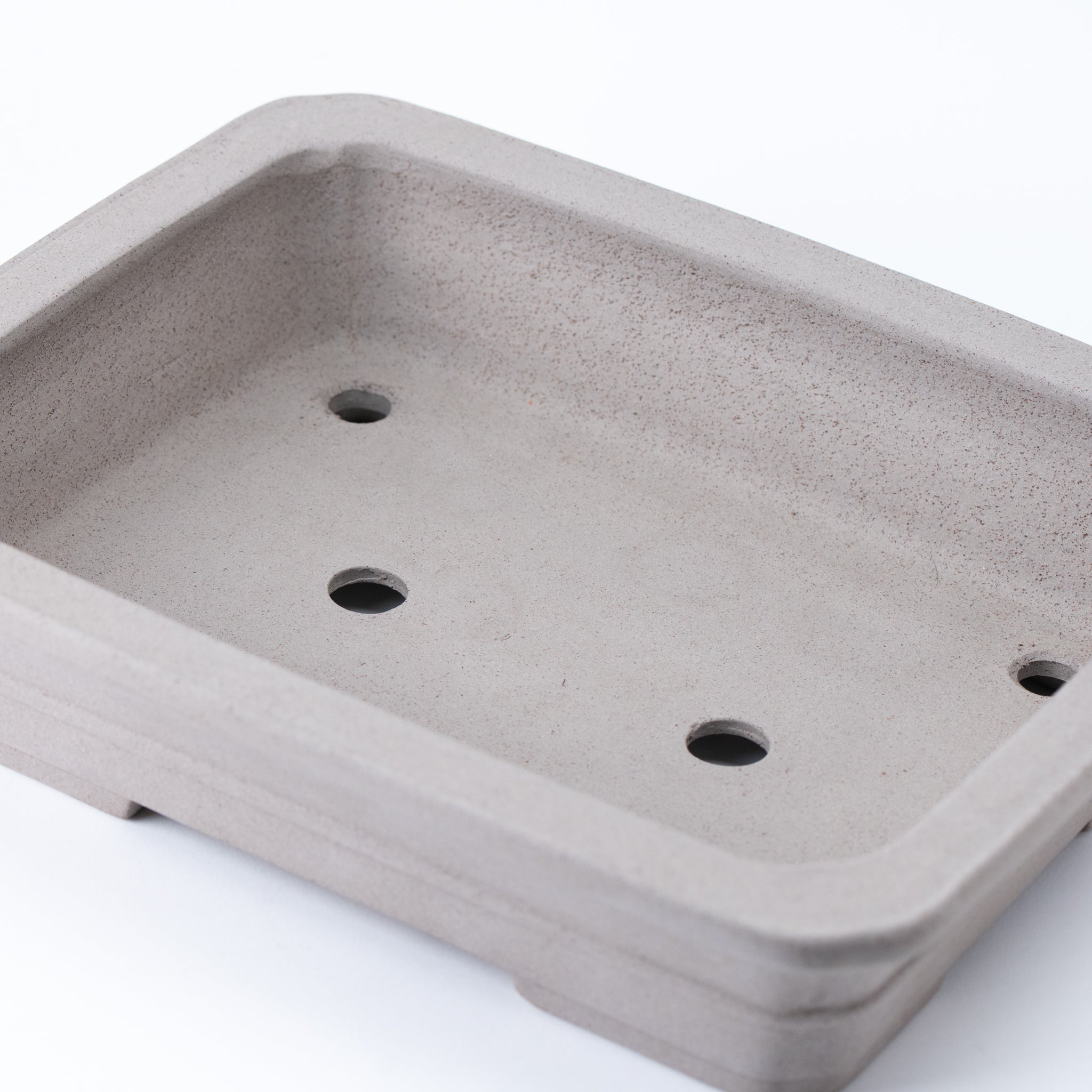 Kazan Tokoname Ware Central Band Detail Gray Japanese Bonsai Pot