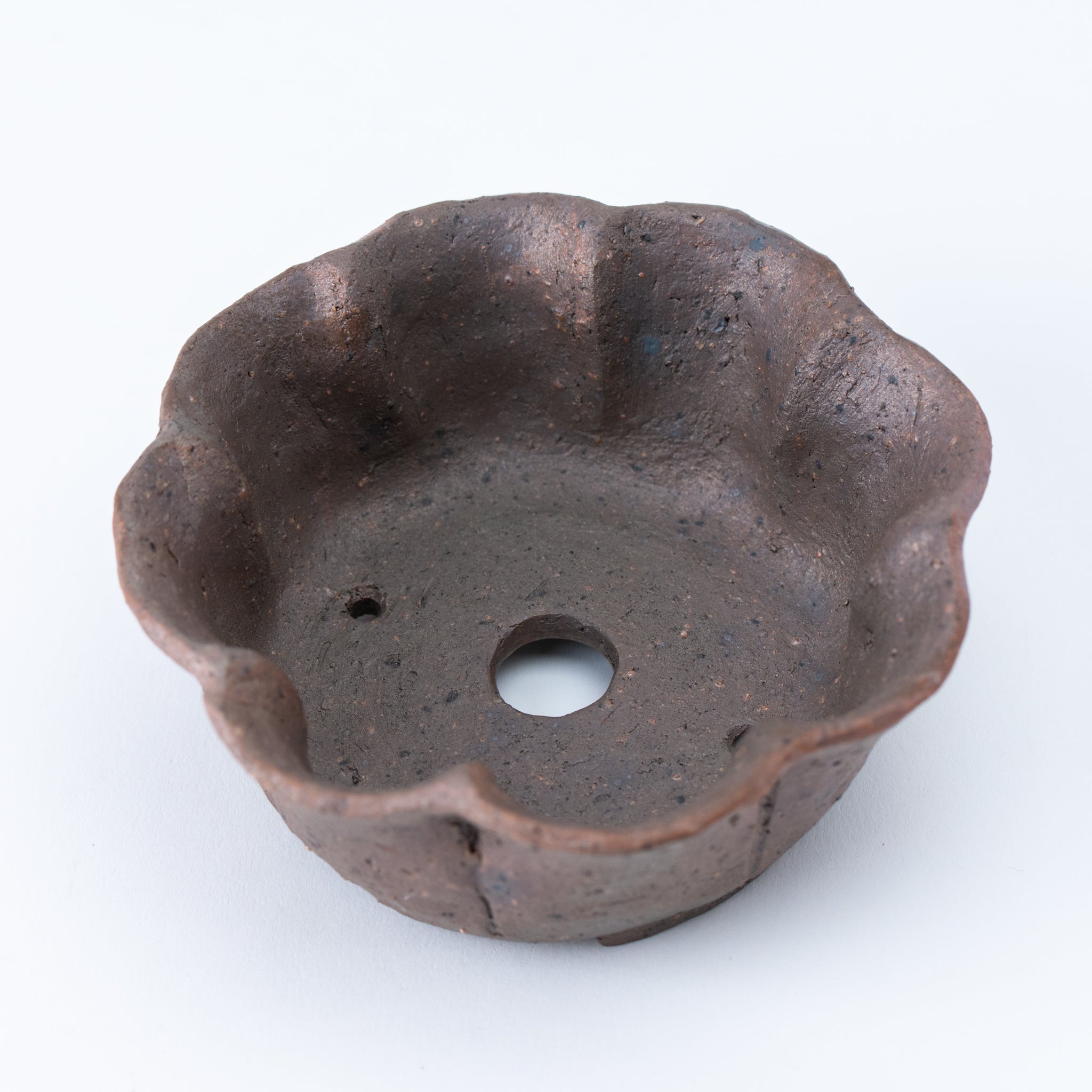 Mitsue Tokoname Ware The Shape of Plum Blossoms Japanese Bonsai Pot