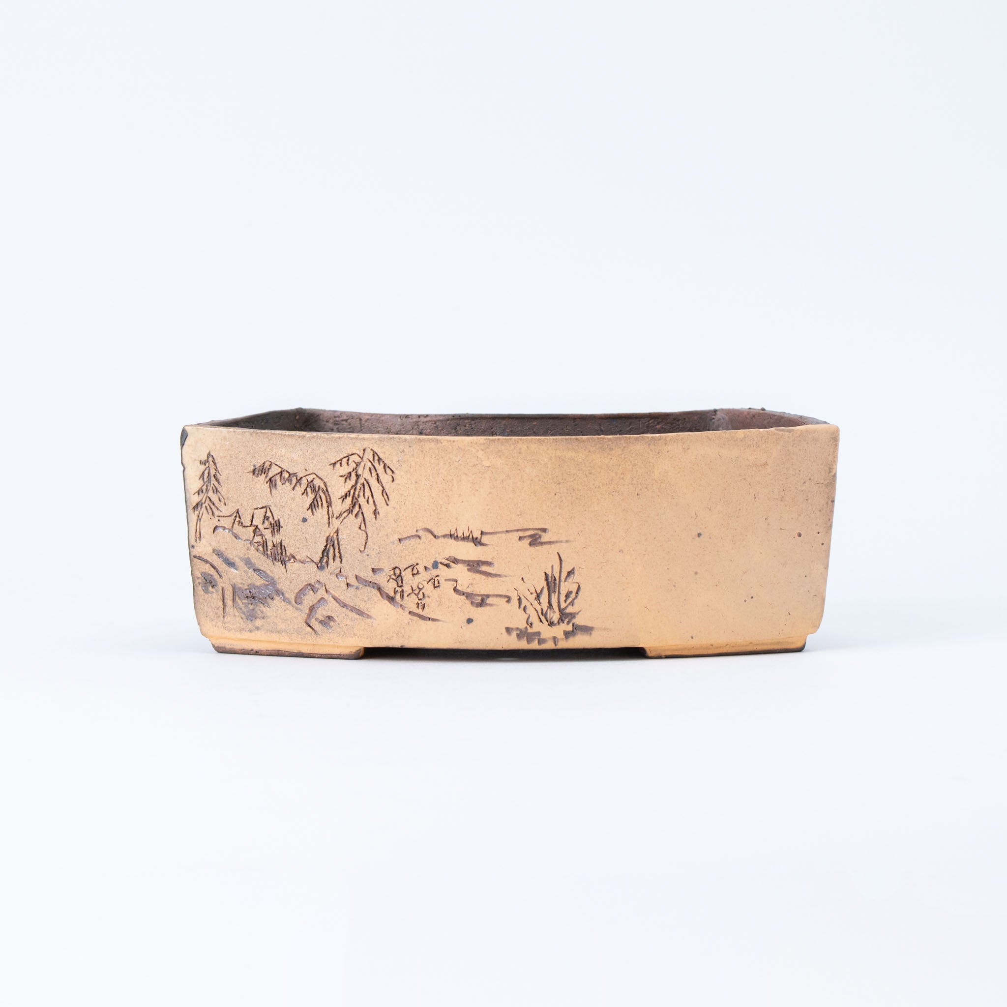 Mitsue Tokoname Ware Flat Fan Japanese Bonsai Pot