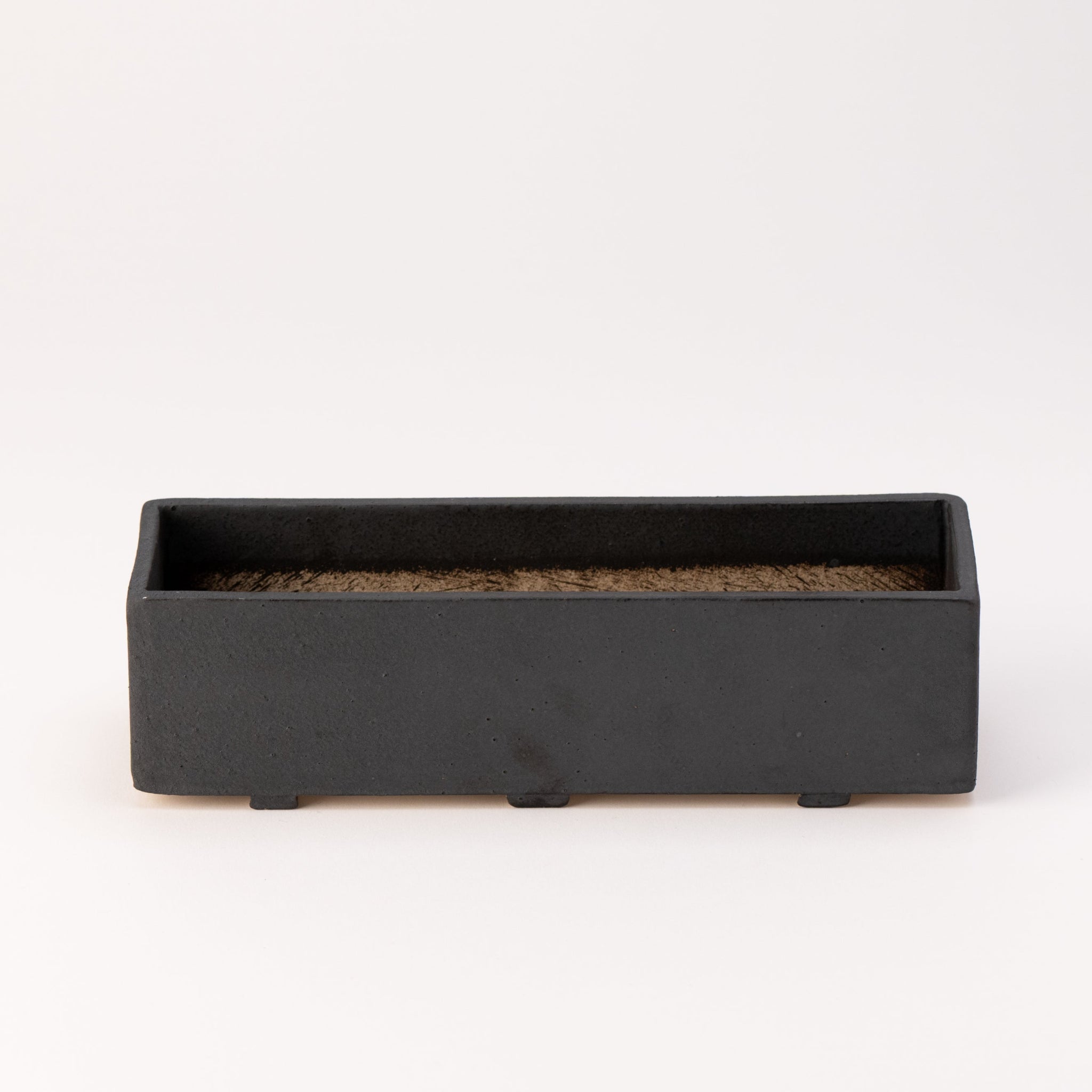 Naginowa Black right angle BANKO Ware Japanese Bonsai Pot 9.1in.