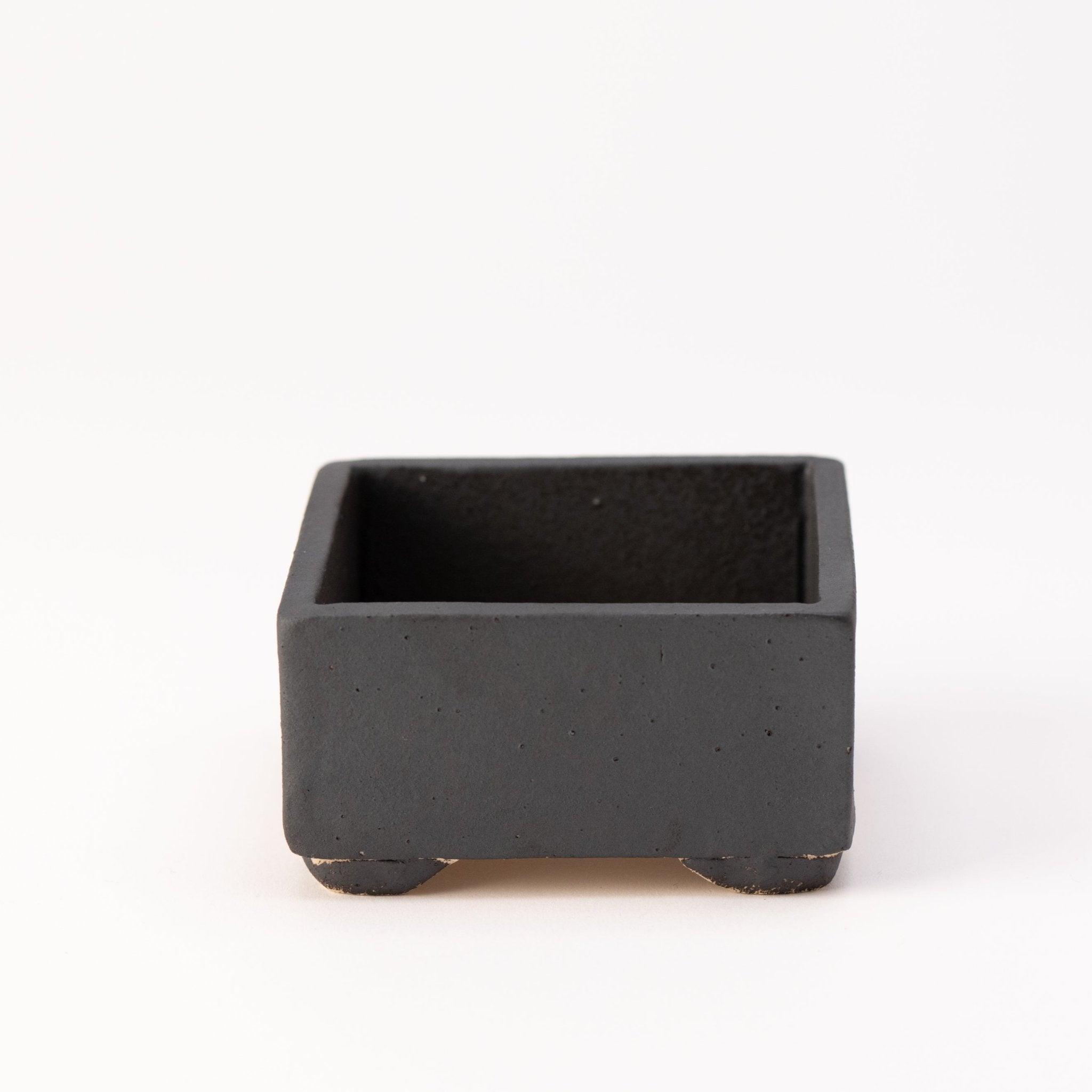 Naginowa Black square BANKO Ware Japanese Bonsai Pot 3.5in.