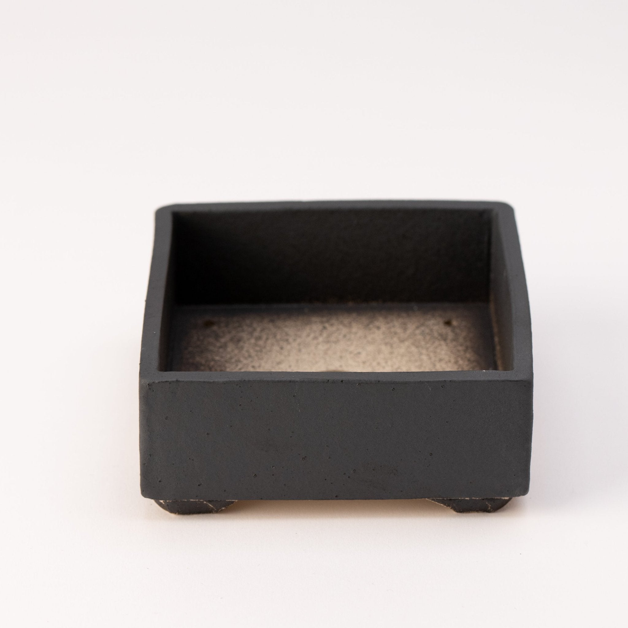 Naginowa Black square BANKO Ware Japanese Bonsai Pot 4.7in.