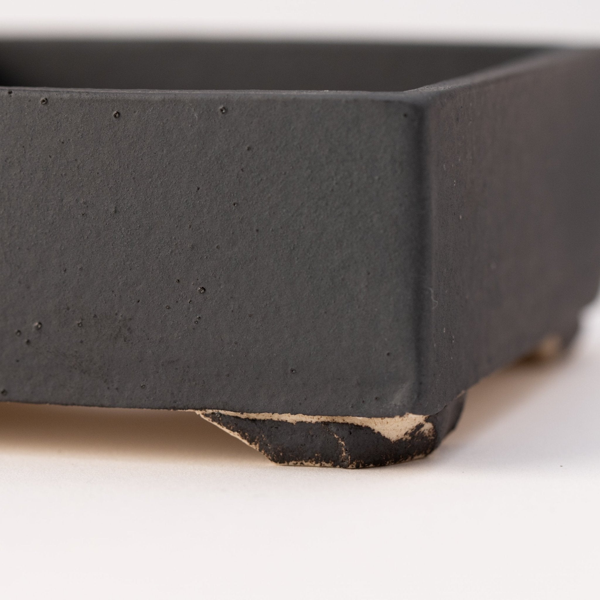 Naginowa Black square BANKO Ware Japanese Bonsai Pot 4.7in.