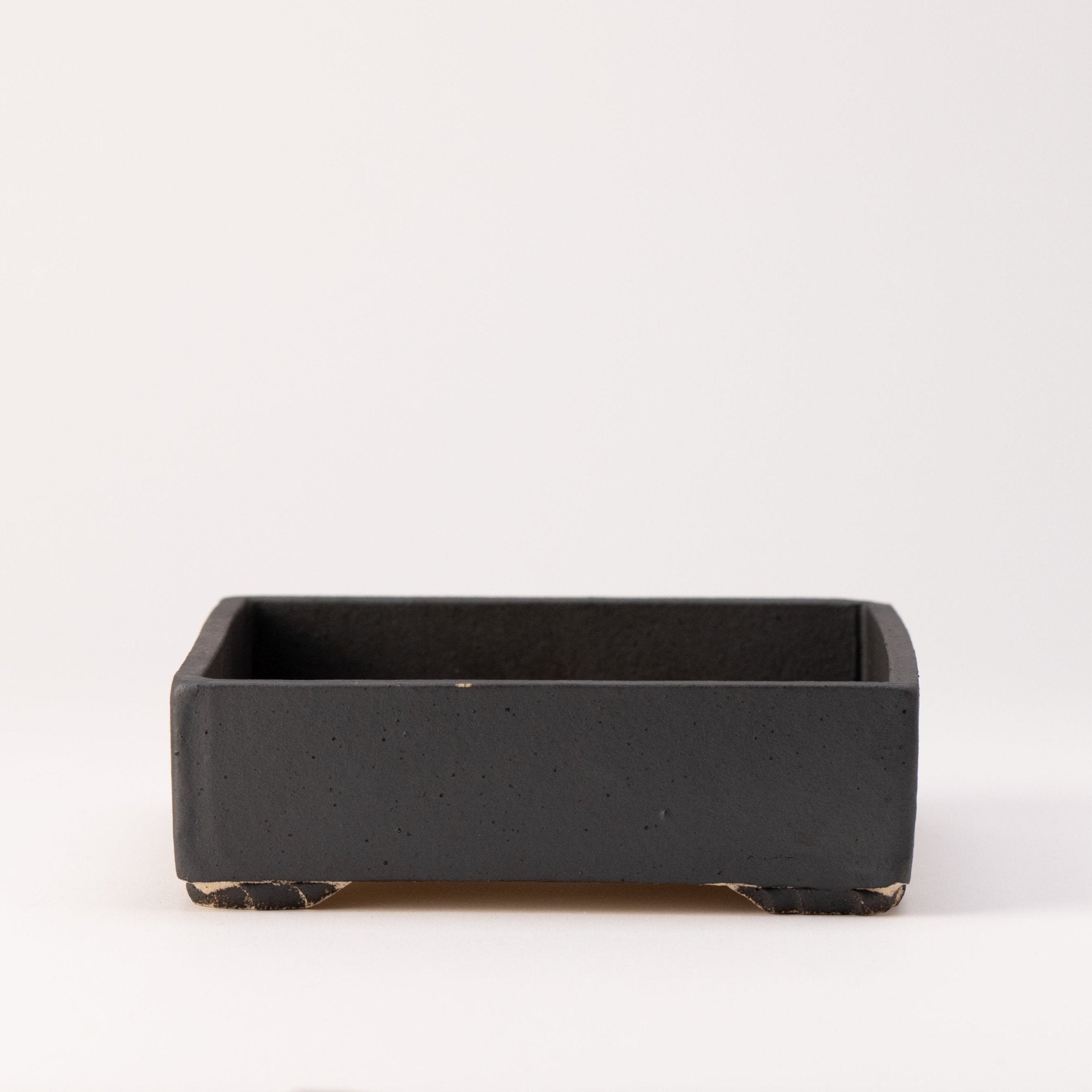 Naginowa Black square BANKO Ware Japanese Bonsai Pot 5.9in.