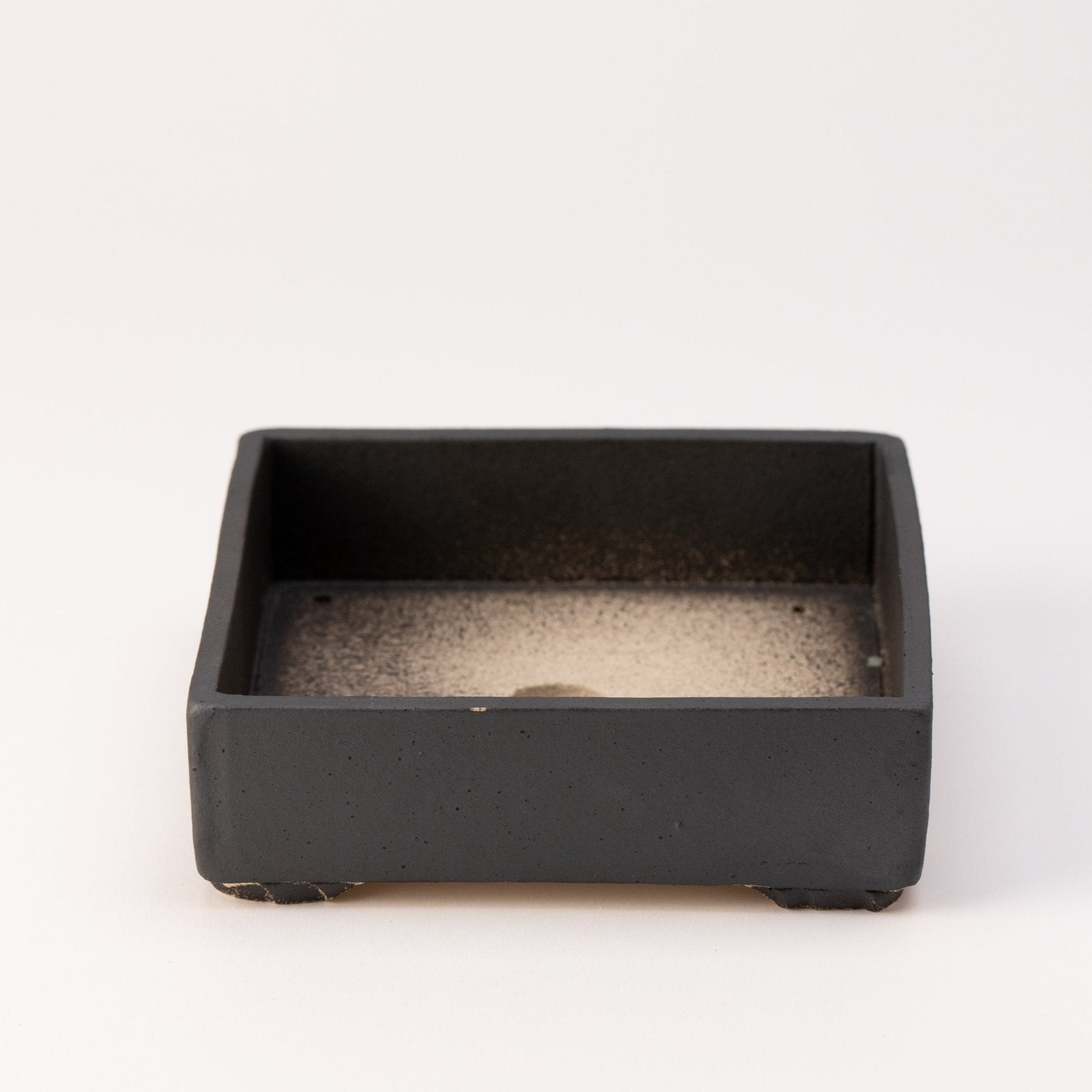 Naginowa Black square BANKO Ware Japanese Bonsai Pot 5.9in.