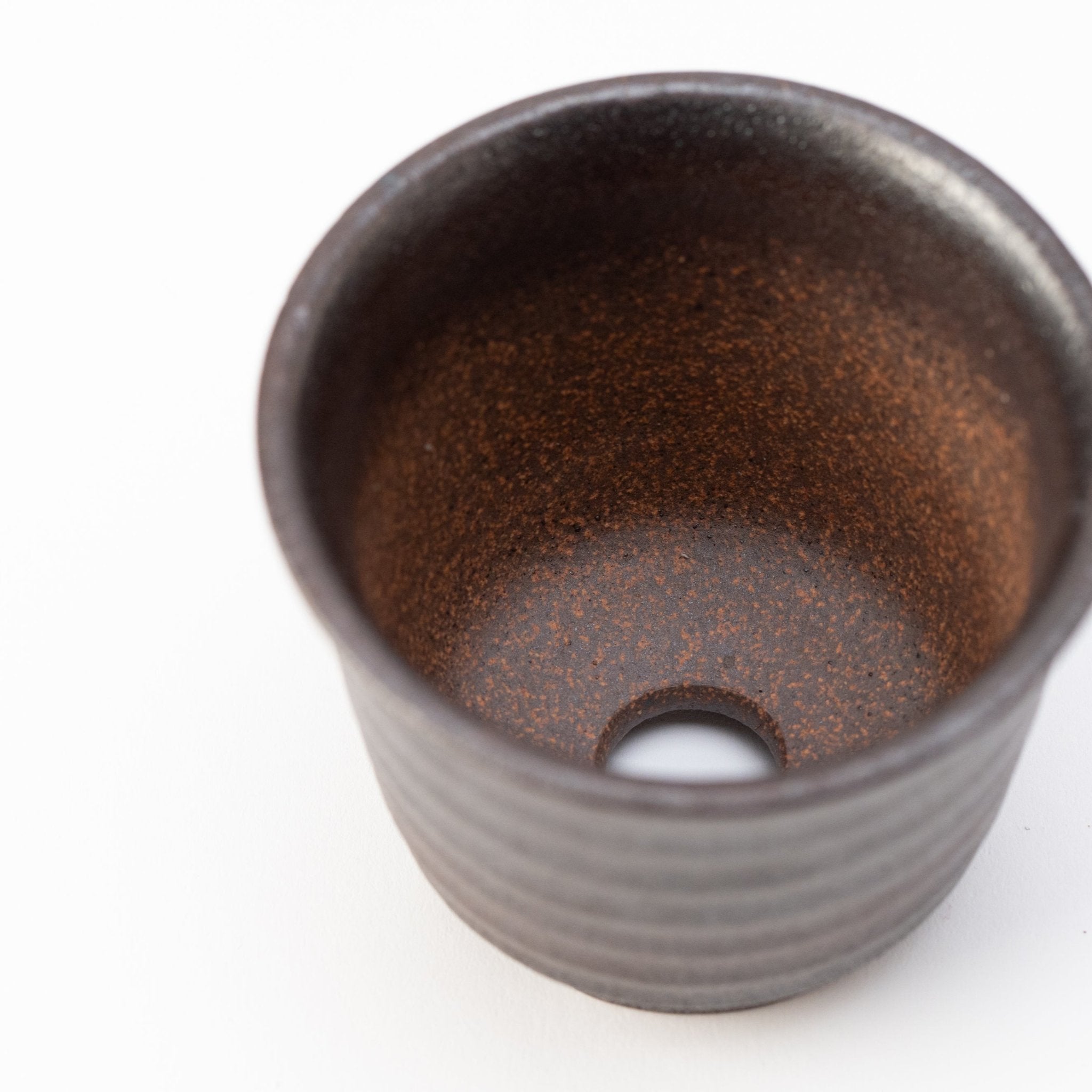 Naginowa Black Corrugated BANKO Ware Japanese Bonsai Pot 3.6in.