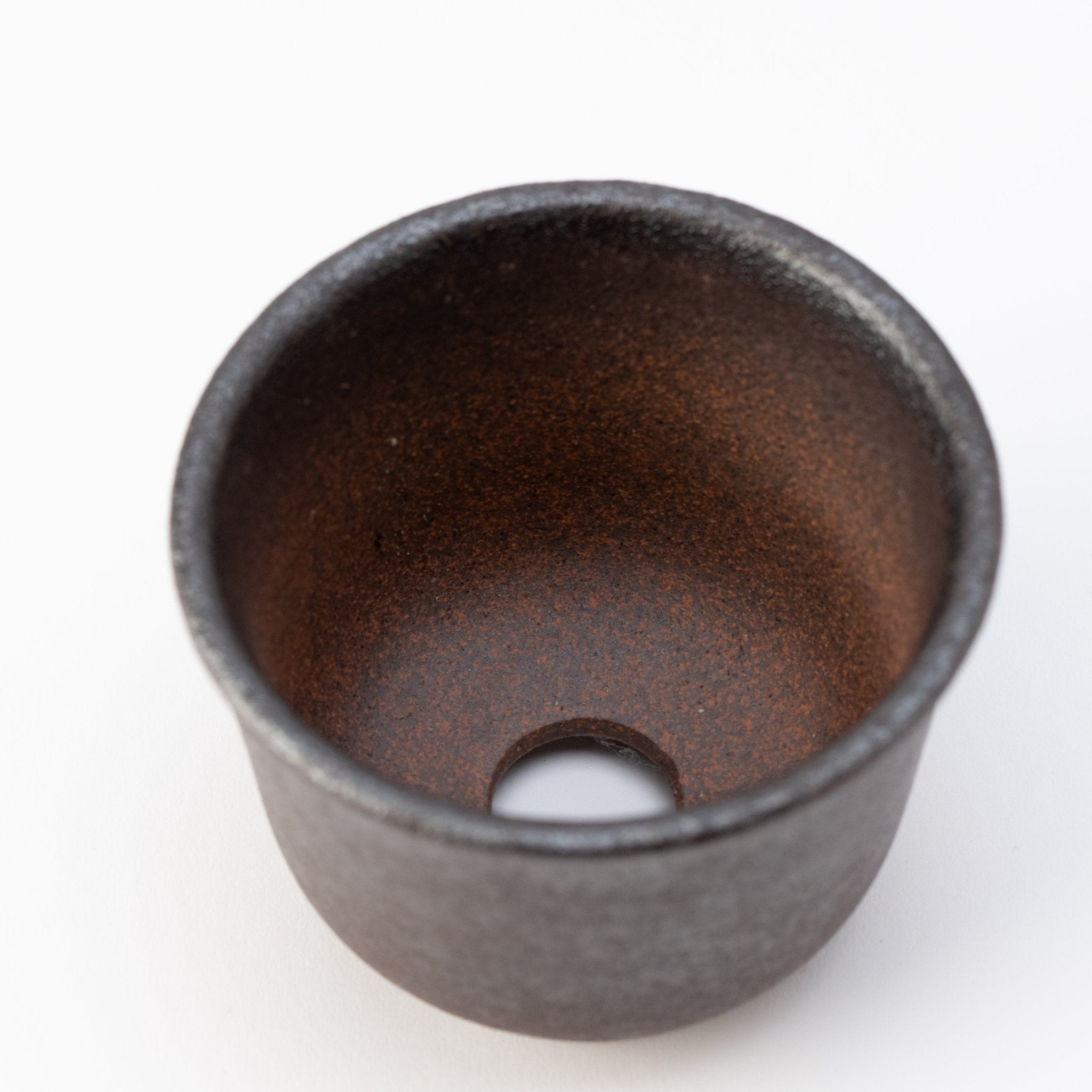 Naginowa Black Rounded BANKO Ware Japanese Bonsai Pot 4.3in.