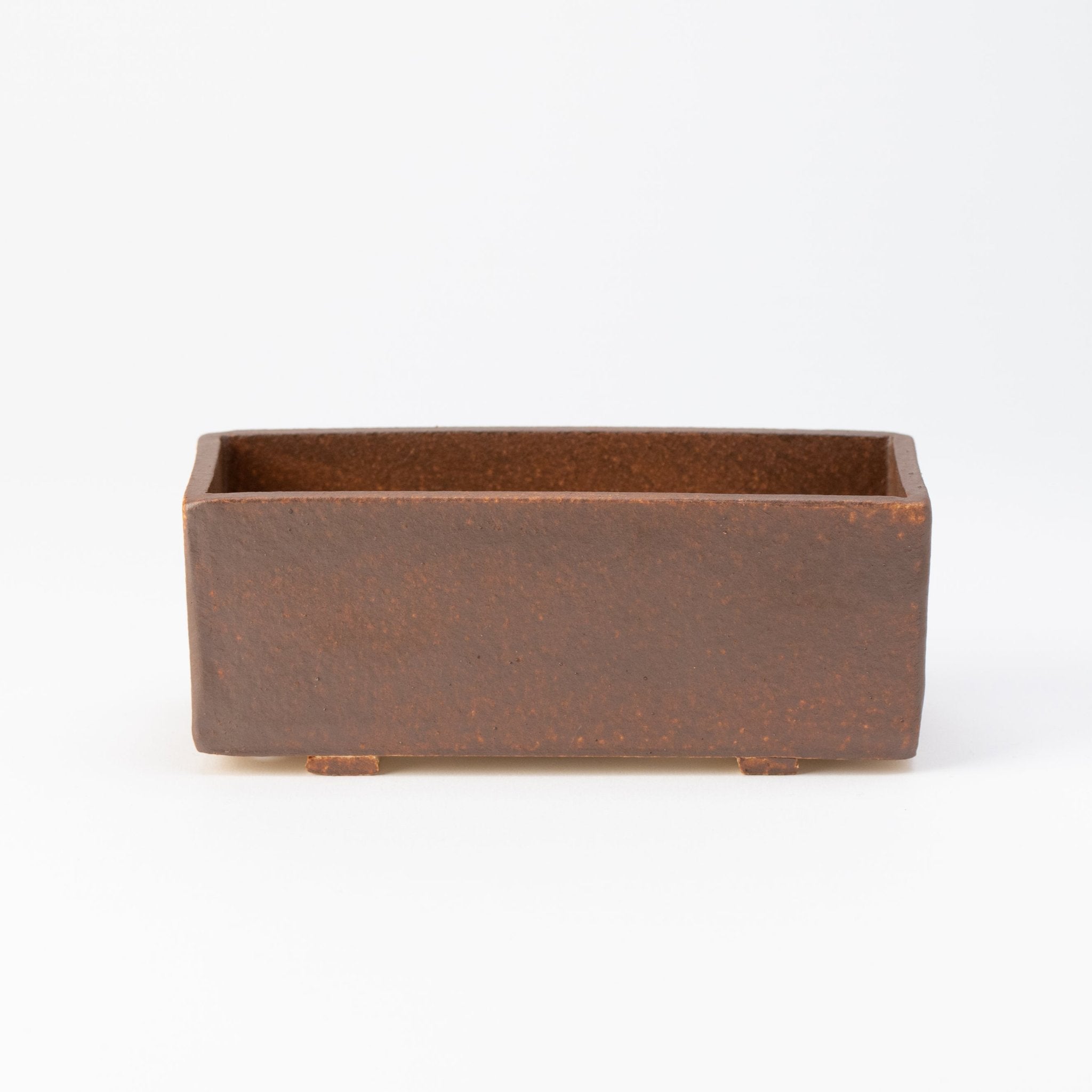 Naginowa Brown right angle BANKO Ware Japanese Bonsai Pot 6.4in.