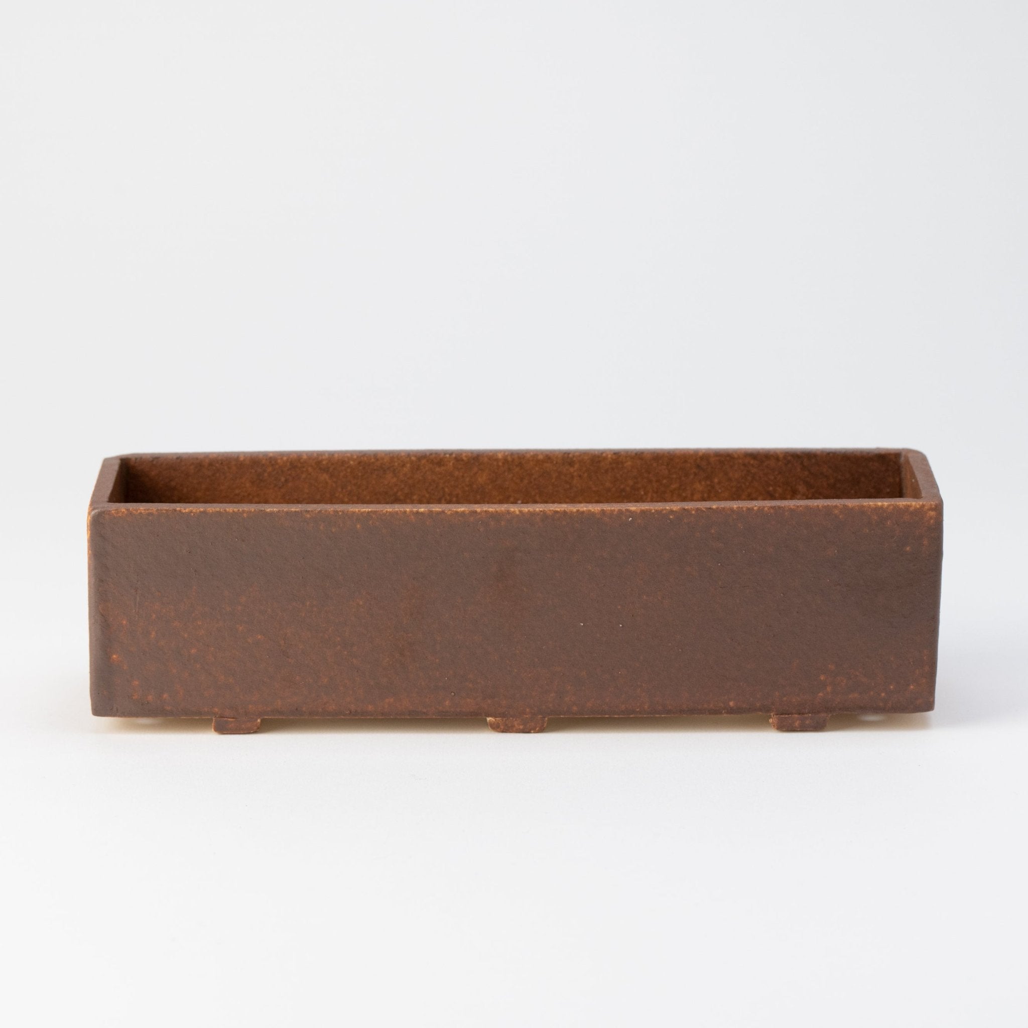 Naginowa Brown right angle BANKO Ware Japanese Bonsai Pot 9.1in.