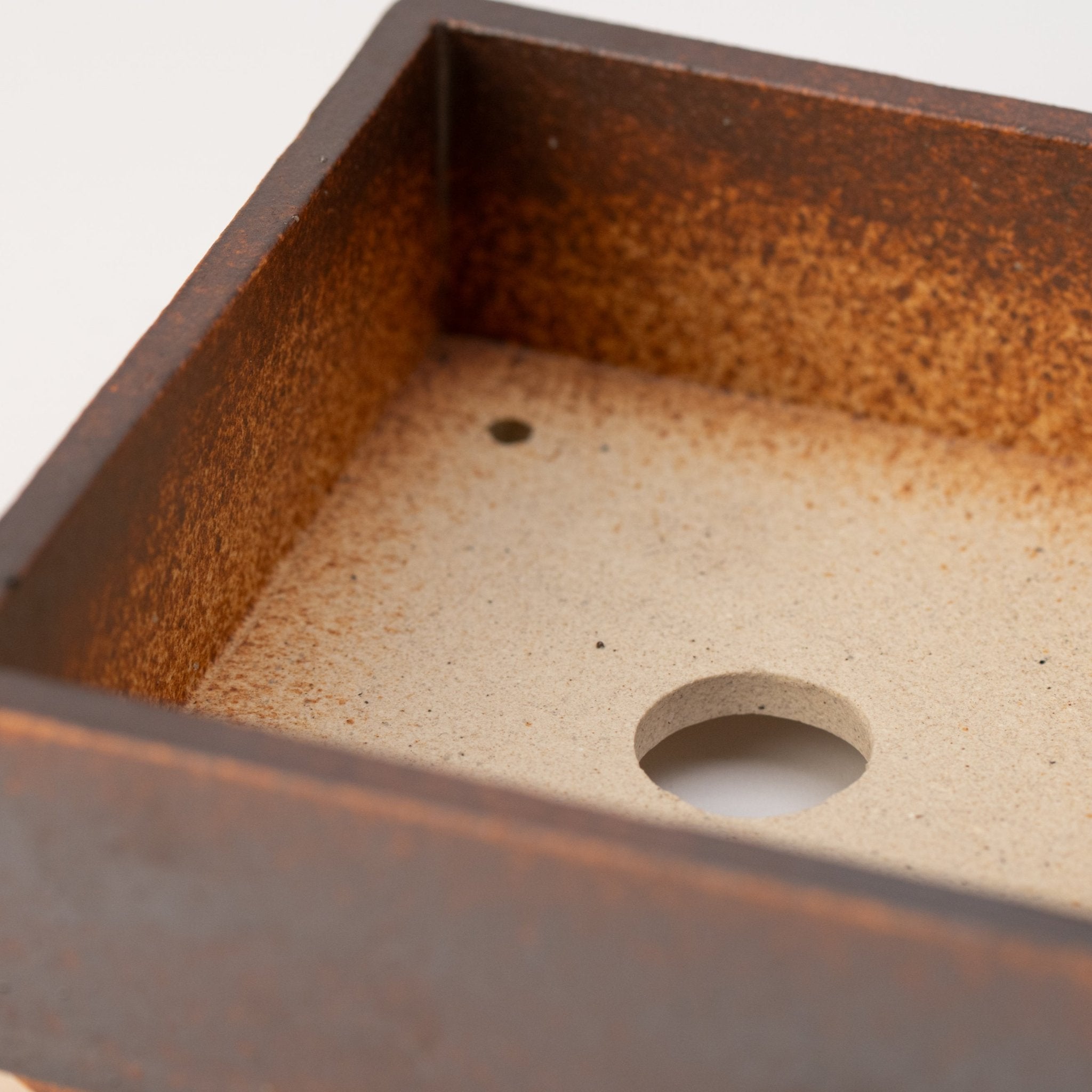 Naginowa Brown square BANKO Ware Japanese Bonsai Pot 4.7in.