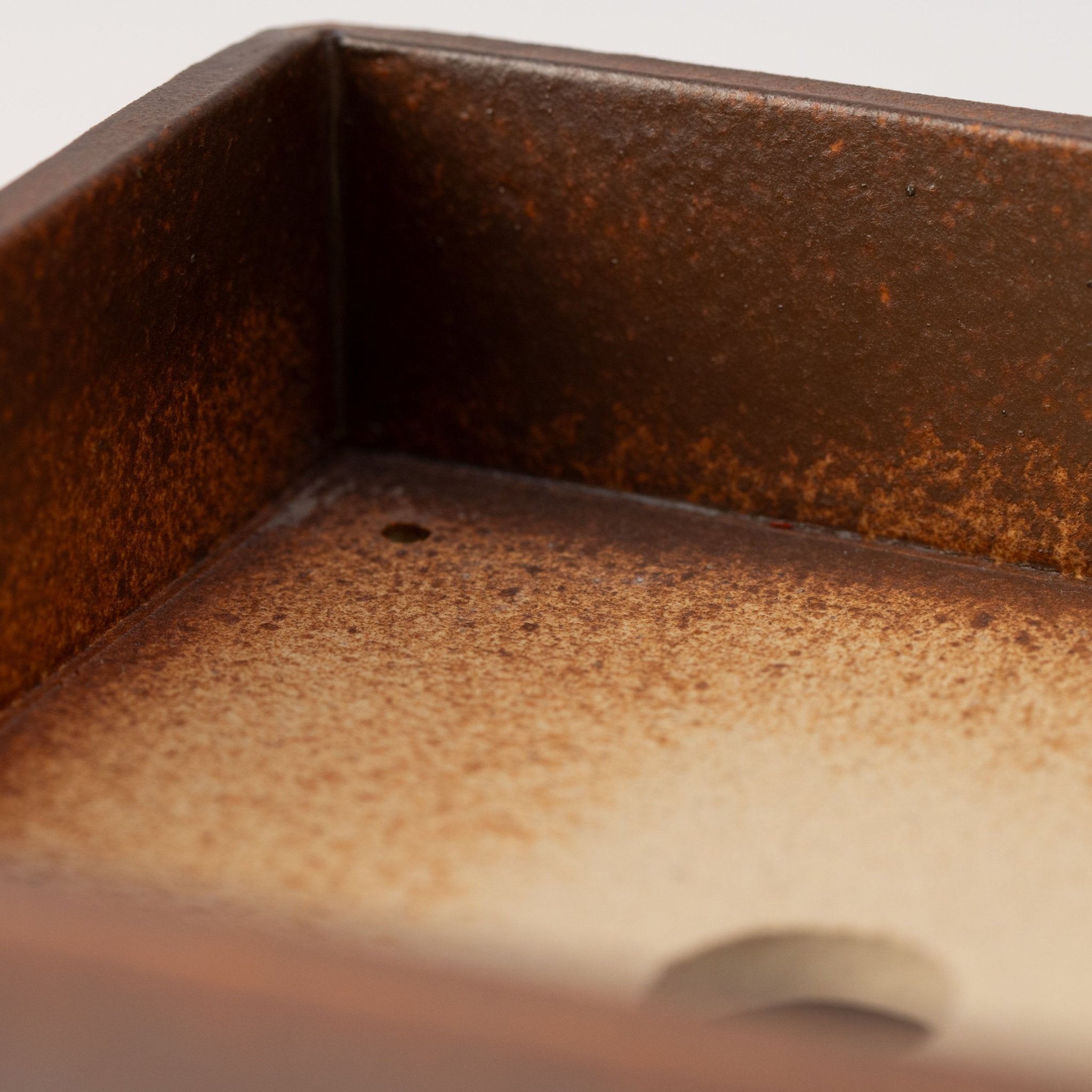 Naginowa Brown square BANKO Ware Japanese Bonsai Pot 5.9in.