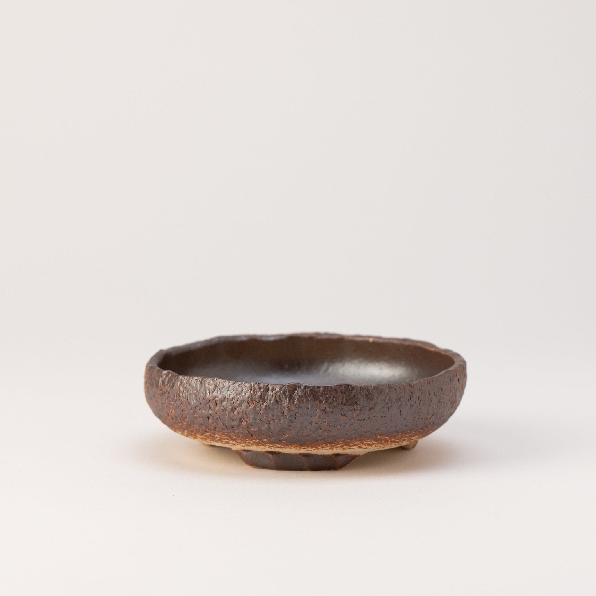 Naginowa Brown sround shape BANKO Ware Japanese Bonsai Pot 4.7in.