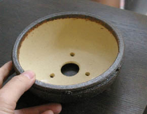 Shigaraki ware bowl, Bonsai pot, diameter 5.9 inch