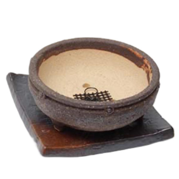 Shigaraki ware bowl, Bonsai Pot, diameter 4.5 inch, saucer (4.7 inch) set