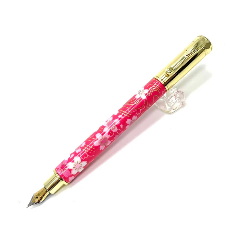 F-style Miyabina Mino Washi Yuzen Pattern Magnet Cap Fountain Pen Weeping Cherry Blossom/Red TWM2316