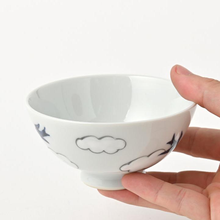 Cloud Tsubame Swallow Traditional Japanese Style Rice Bowl Porcelain