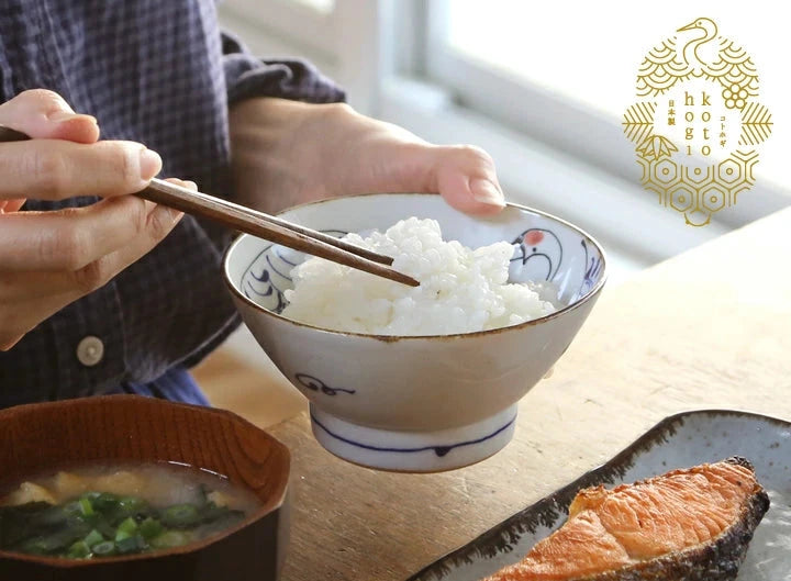 Crane Traditional Japanese Style Rice Bowl Set Ceramics