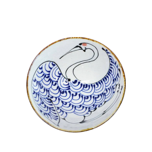 Crane Traditional Japanese Style Rice Bowl Set Ceramics